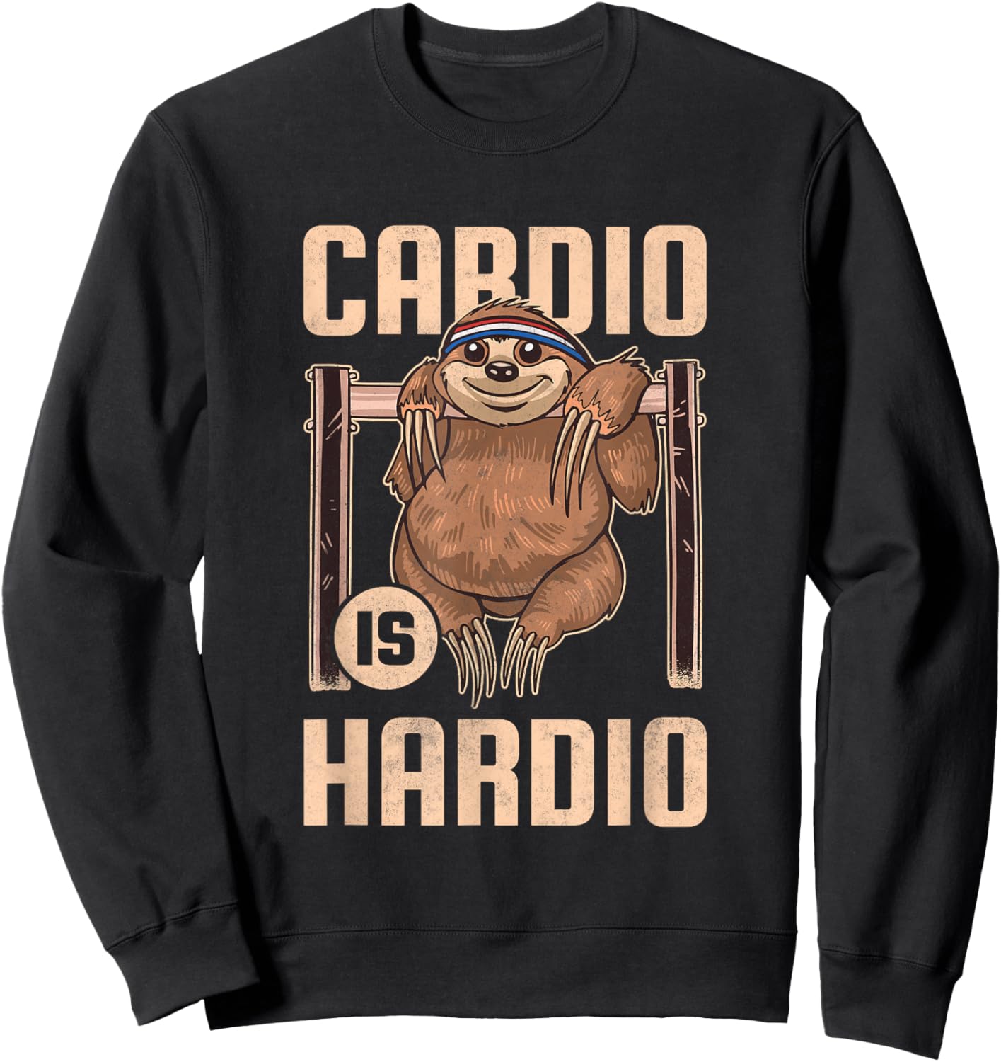 Cardio is Hardio, Sloth Fitness Sweatshirt - Sweatshirt | Black