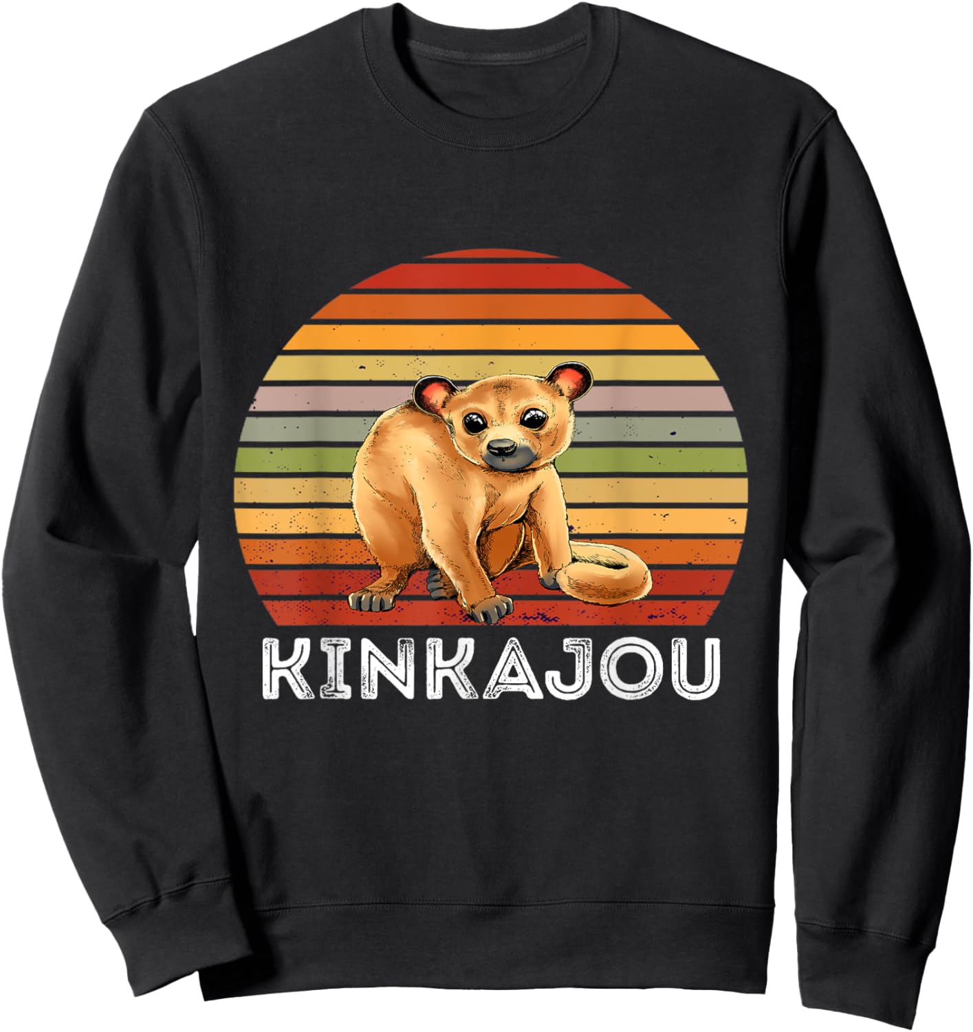 Kinkajou Retro Vintage Prehensile Animal Night Walker Sweatshirt - Sweatshirt | Black