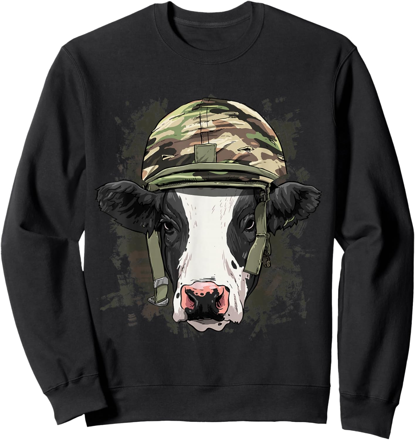 Cow Soldier Veteran Army Cow Farm Animal Lover Sweatshirt - Sweatshirt | Black