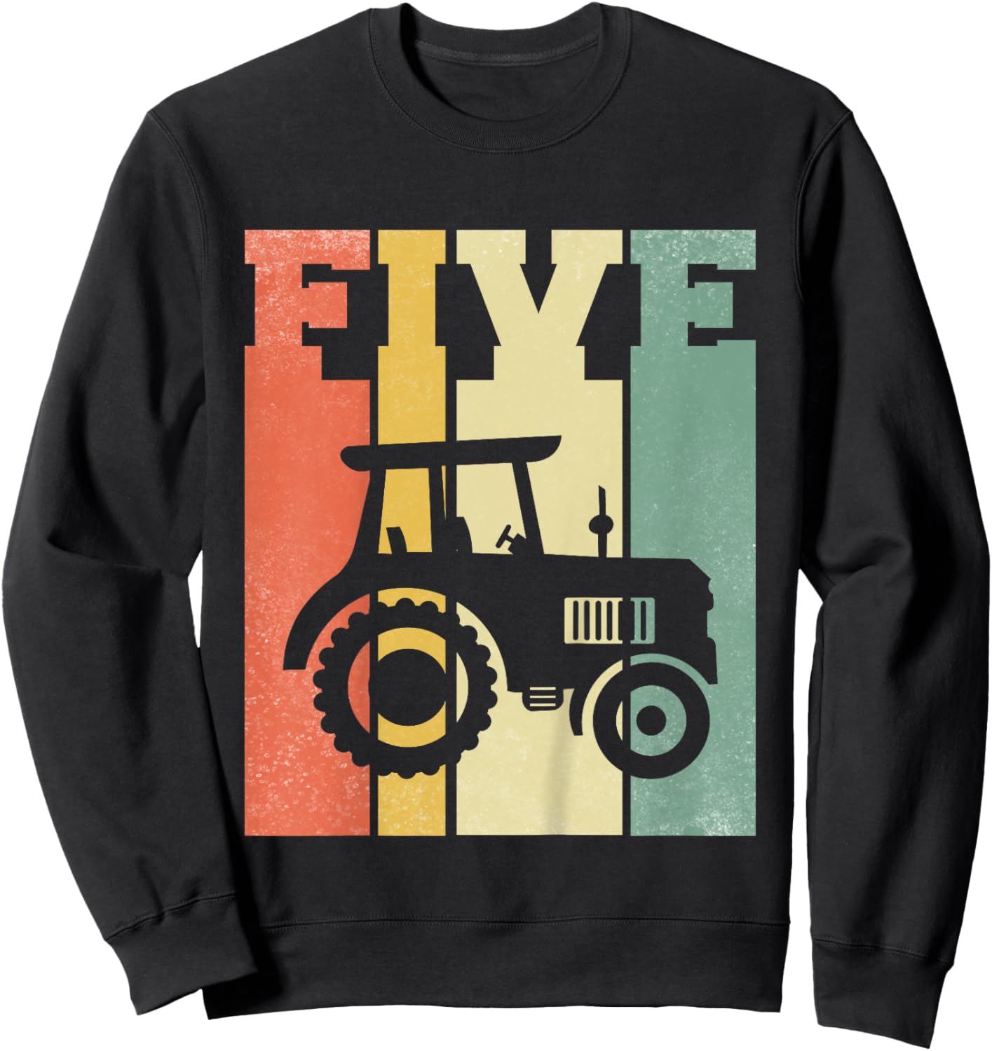 Vintage Farm Tractor Five Year 5th Birthday Farmer Barnyard Sweatshirt - Sweatshirt | Black
