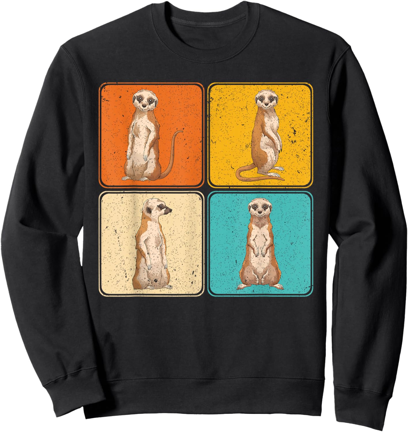 Pop Art Cute Africa Zoo Animal Lover Meerkat Sweatshirt - Sweatshirt | Black