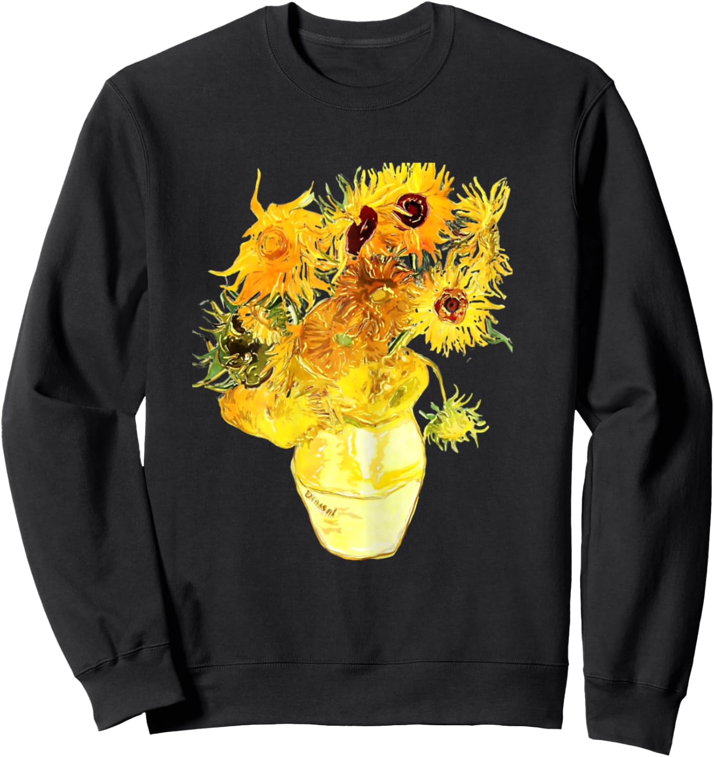 Van Gogh Sunflowers art Vintage Floral Painting Sweatshirt - Sweatshirt | Black