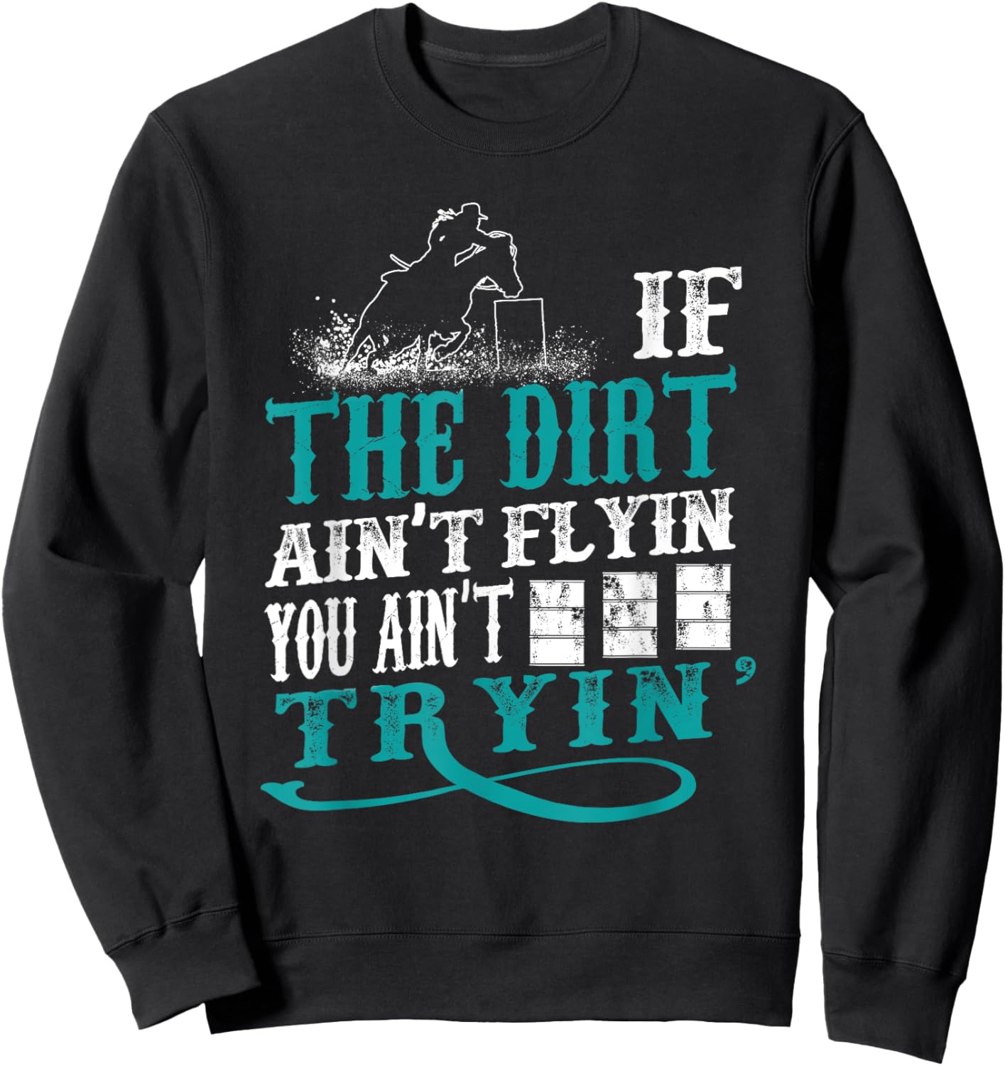 Funny Barrel Racer Outfit For Girls & Women Turquoise Equestrian Archery Small Classic Fit Lace Embellished Sweatshirt - Sweatshirt | Black