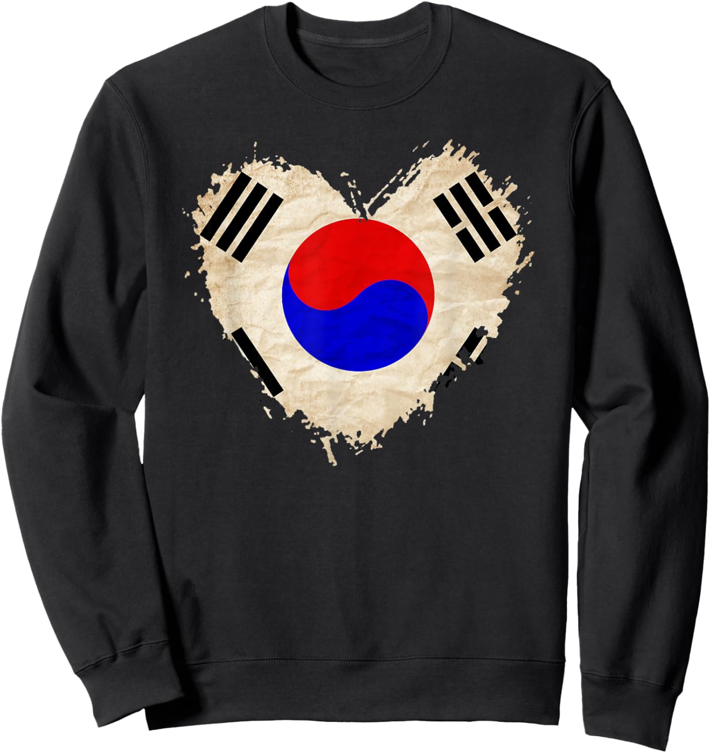 South Korea Flag Love Heart Patriotic Mom Dad Family School Sweatshirt - Sweatshirt | Black