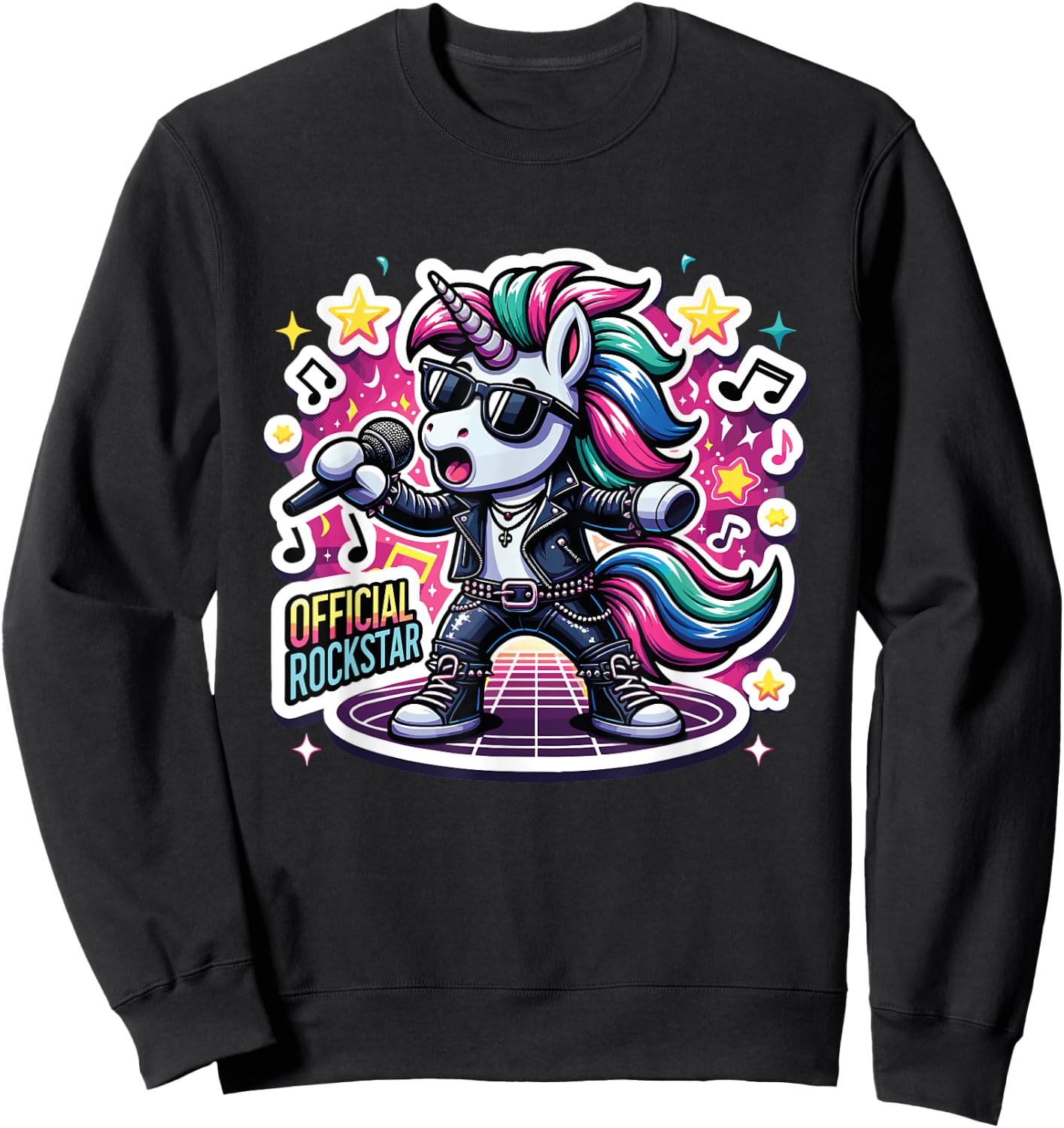 Funny unicorn Singer Rockstar Band official rockstar Sweatshirt - Sweatshirt | Black