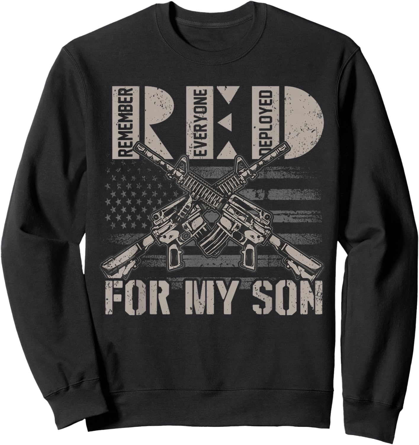 I Wear Red For My Son Red Friday Soldier Military Mom Sweatshirt - Sweatshirt | Black