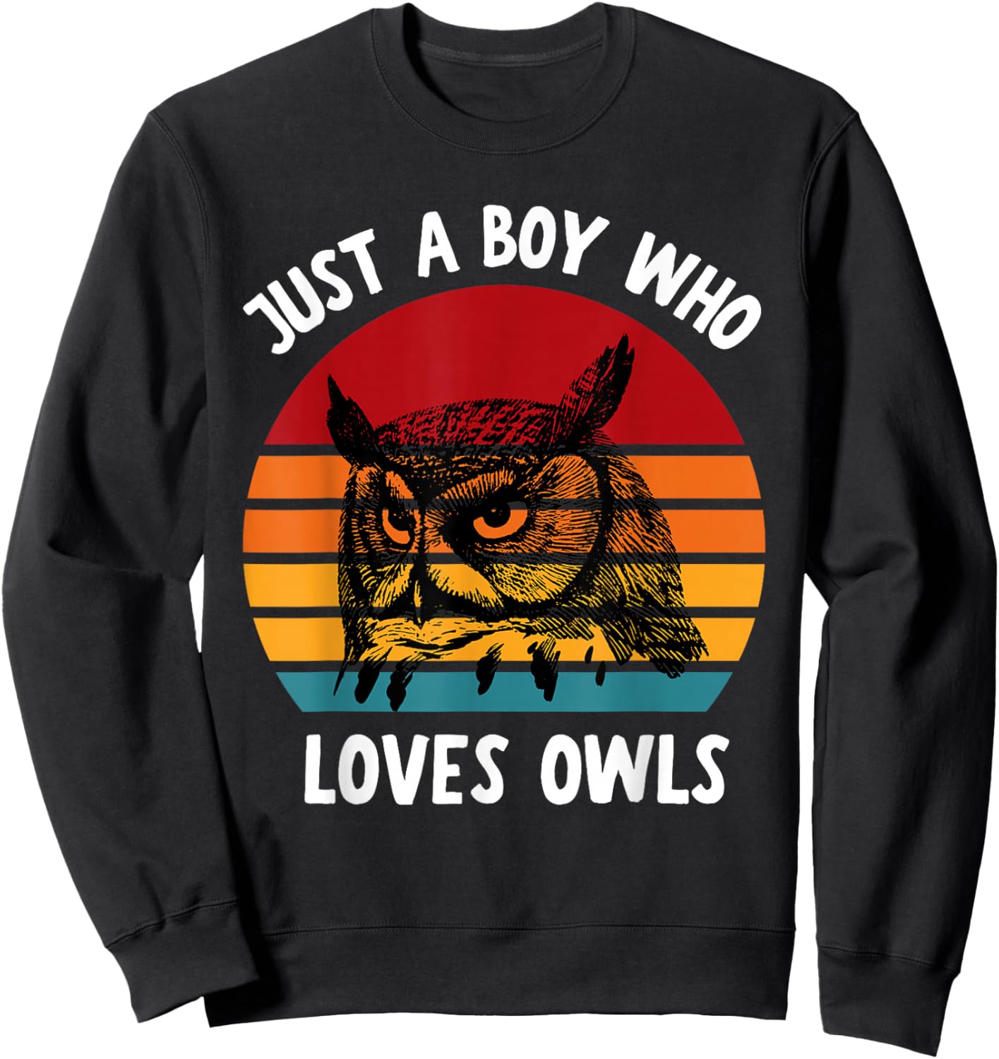 Just A Boy Who Loves Owls Funny Kids Boys Baby Toddler 5T Sweatshirt - Sweatshirt | Black