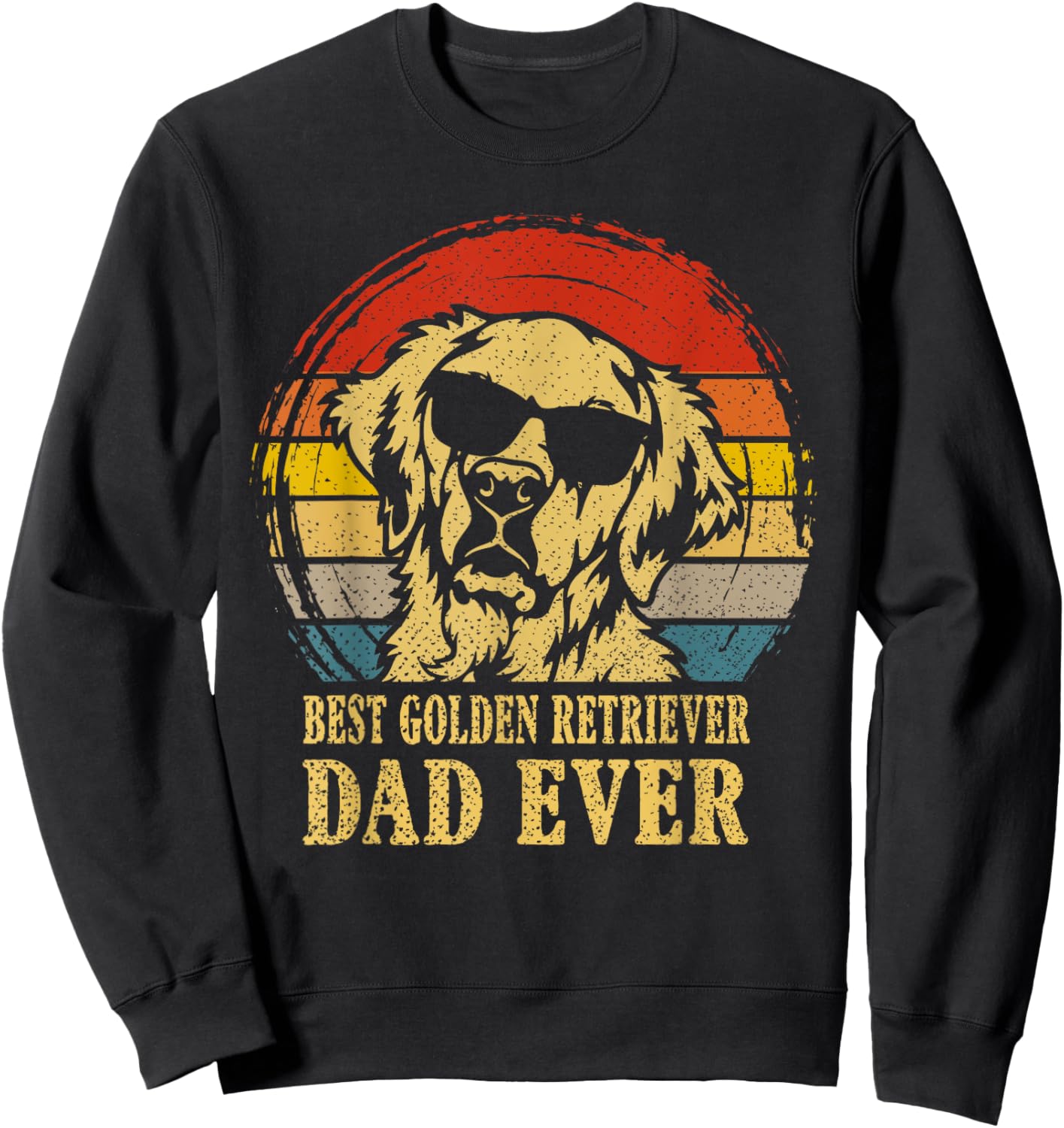 Vintage Best Golden Retriever Dad Ever I Love My Dog Women Kids Sweatshirt - Sweatshirt | Black