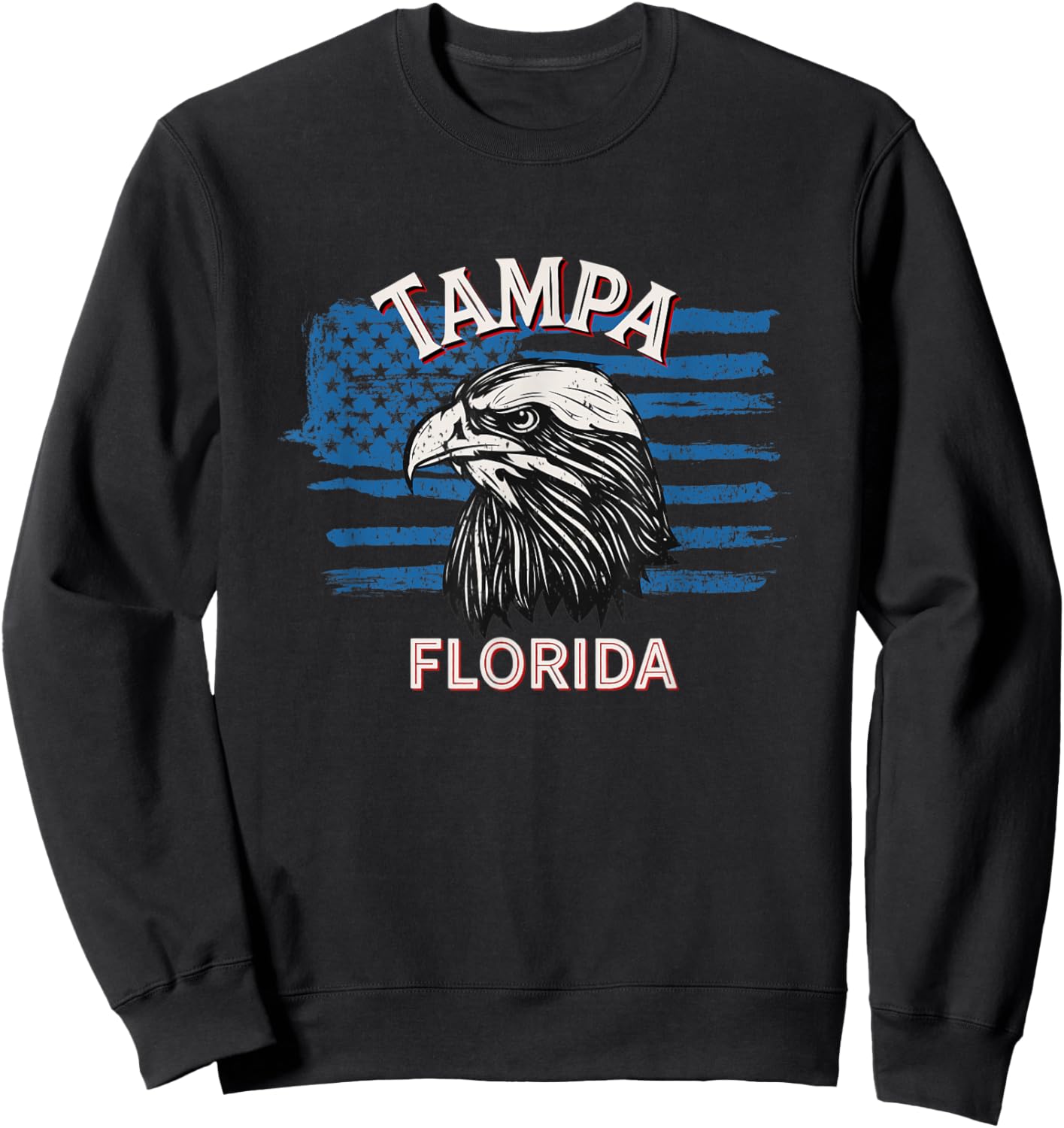Retro Eagle USA Flag Florida - Vintage Tampa Men Sweatshirt - Sweatshirt | Black