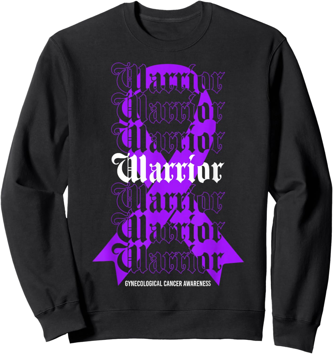 Gynecological Cancer Awareness Warrior Purple Ribbon Sweatshirt - Sweatshirt | Black