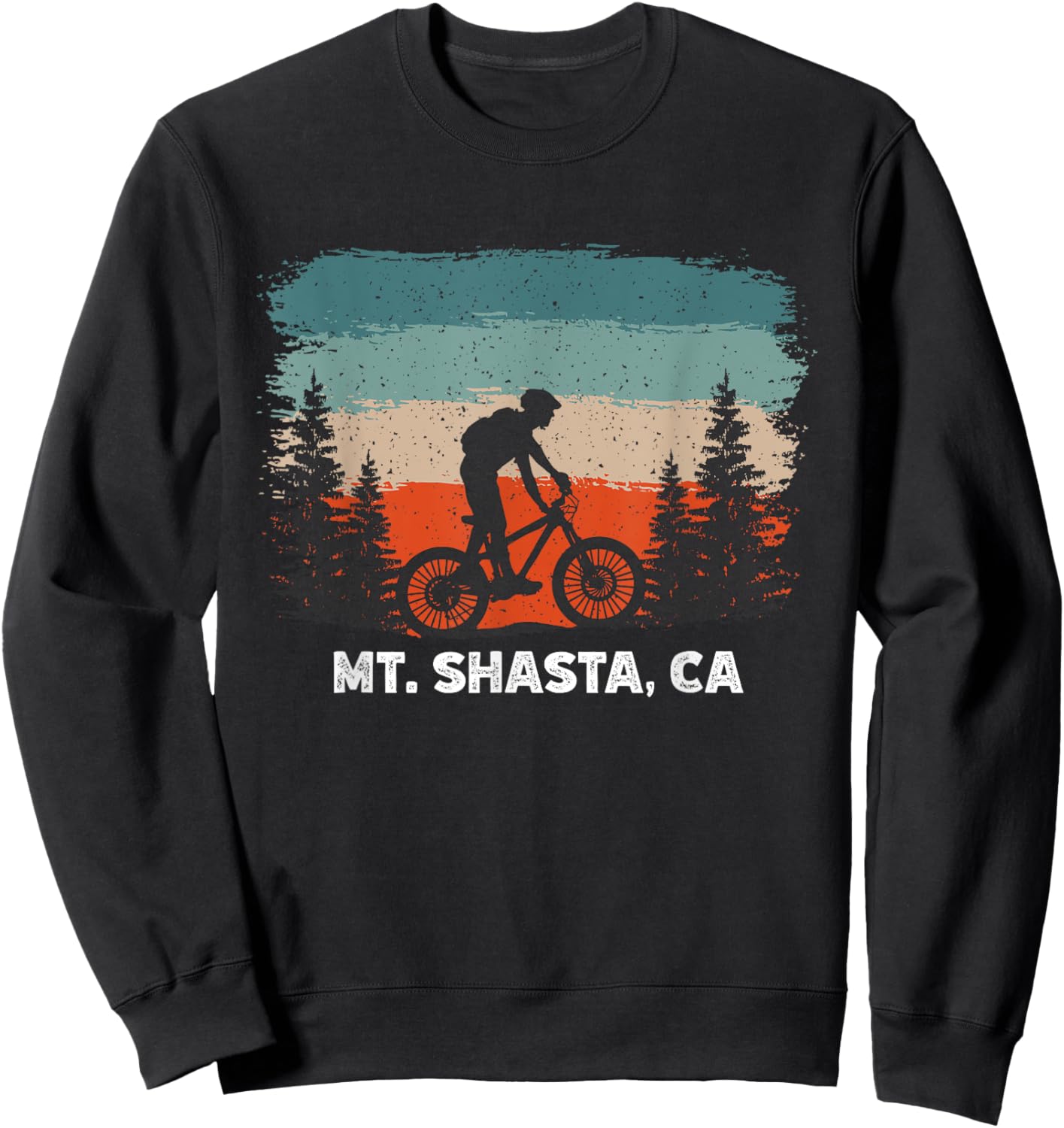 Mountain Bike Retro Sunset Vintage Mt. Shasta, CA Sweatshirt - Sweatshirt | Black