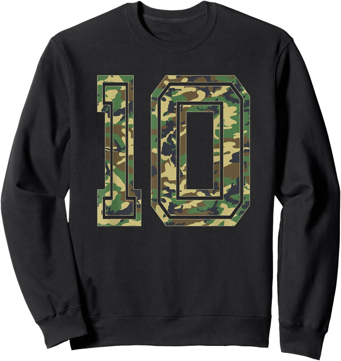 Team Jersey Number 10 Camo Camouflage Sweatshirt - Sweatshirt | Black