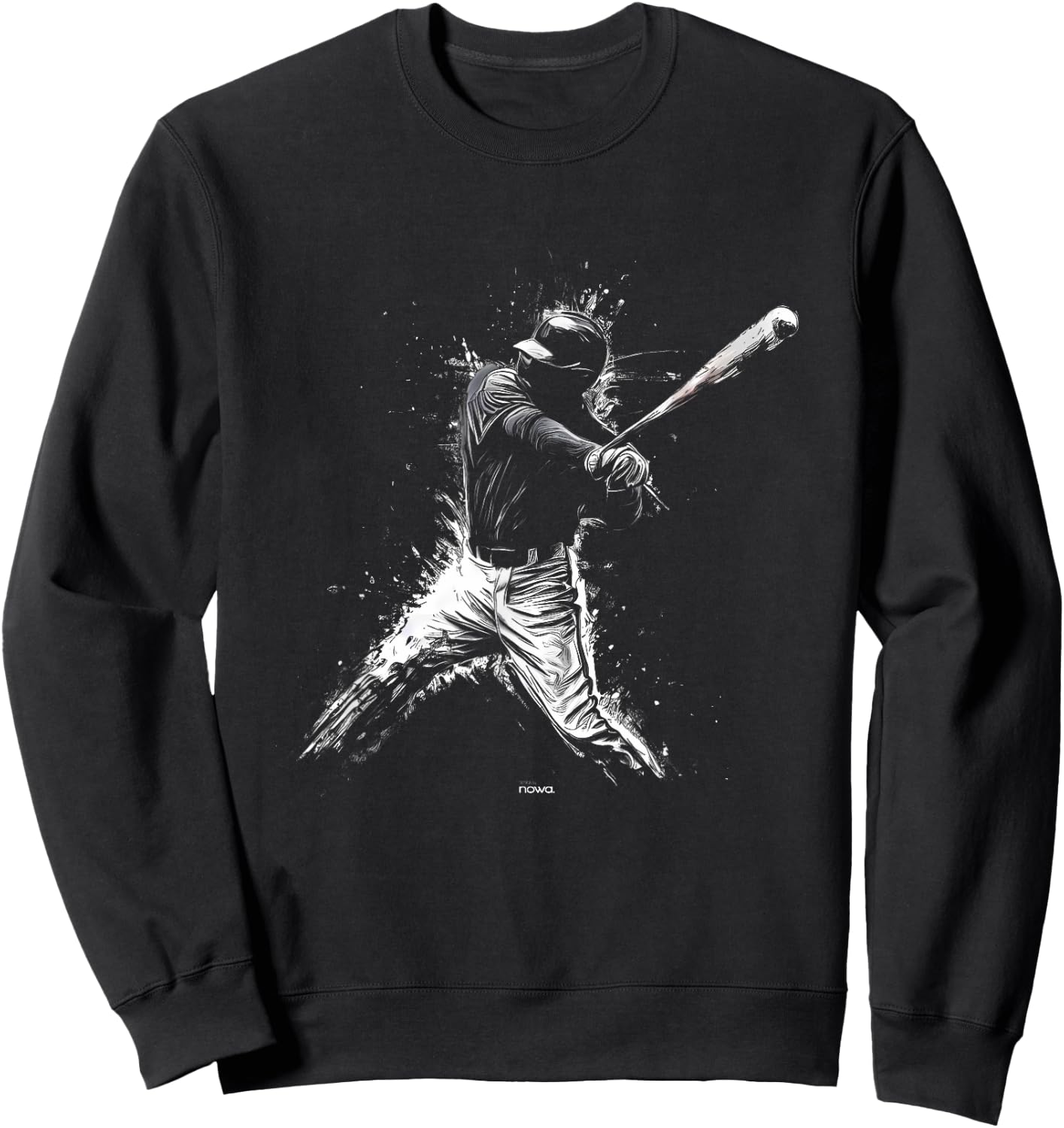 Baseball Left Handed Batter with Cap Hitting for Home Run Sweatshirt - Sweatshirt | Black