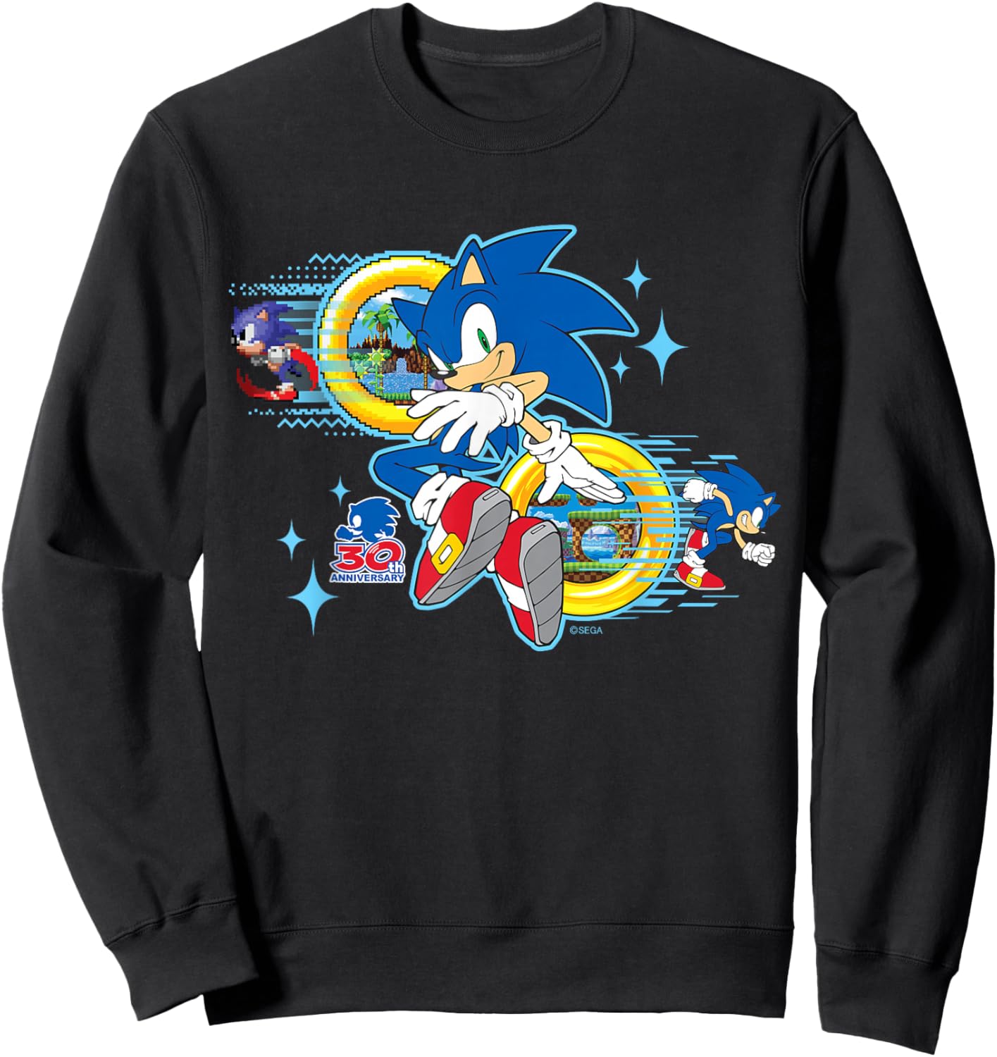 Sonic the Hedgehog's 30th Anniversary Short Sleeve Sweatshirt - Sweatshirt | Black