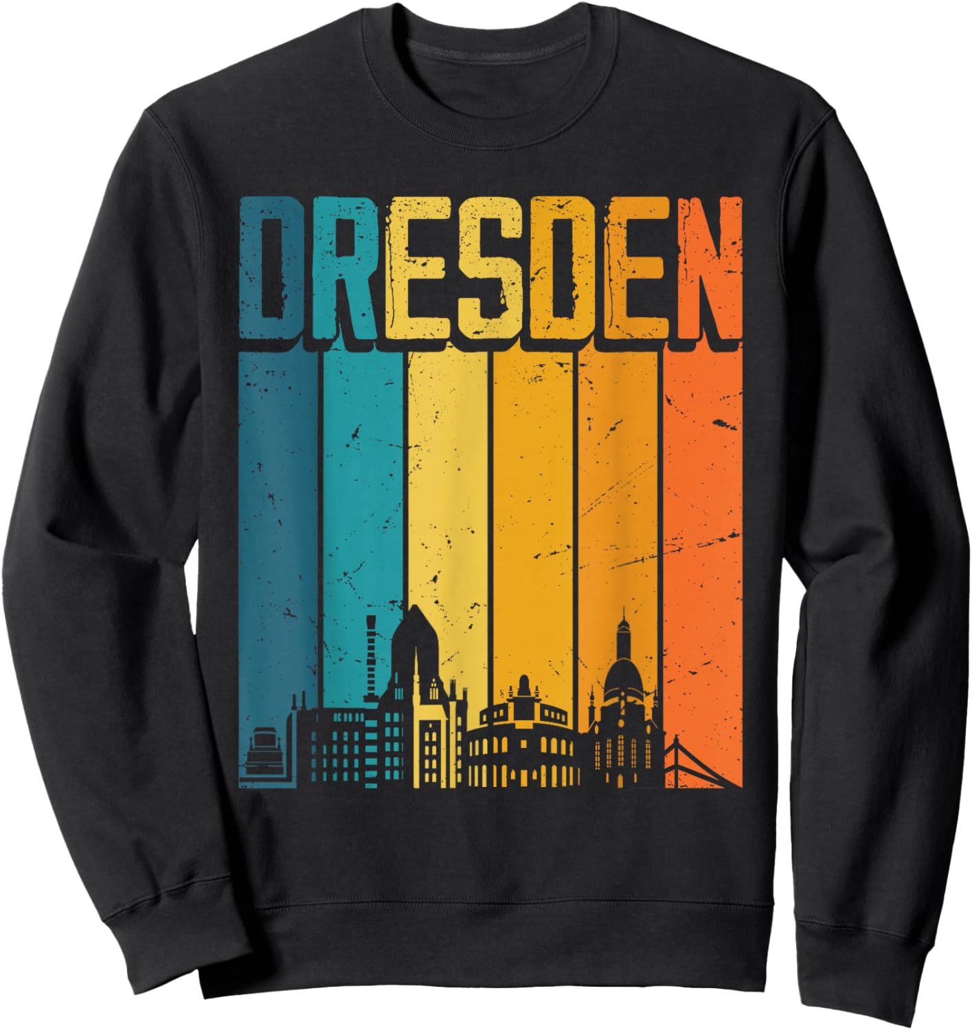 Dresden Skyline Retro Vintage Souvenir Dresden Sweatshirt - Sweatshirt | Black
