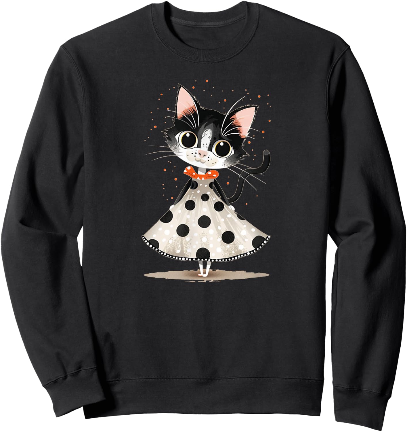 Pretty Cat in Dress for Polka Dot Costume Lovers Sweatshirt - Sweatshirt | Black