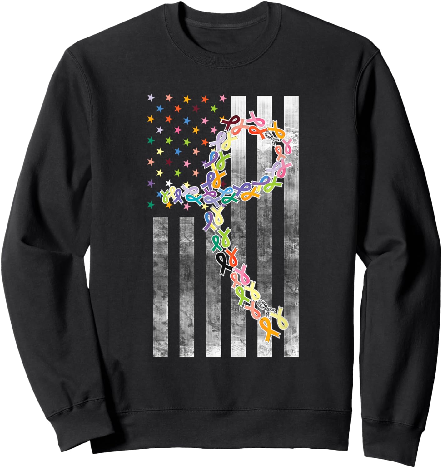All Cancer Matters Awareness Day Ribbon Flag Sweatshirt - Sweatshirt | Black