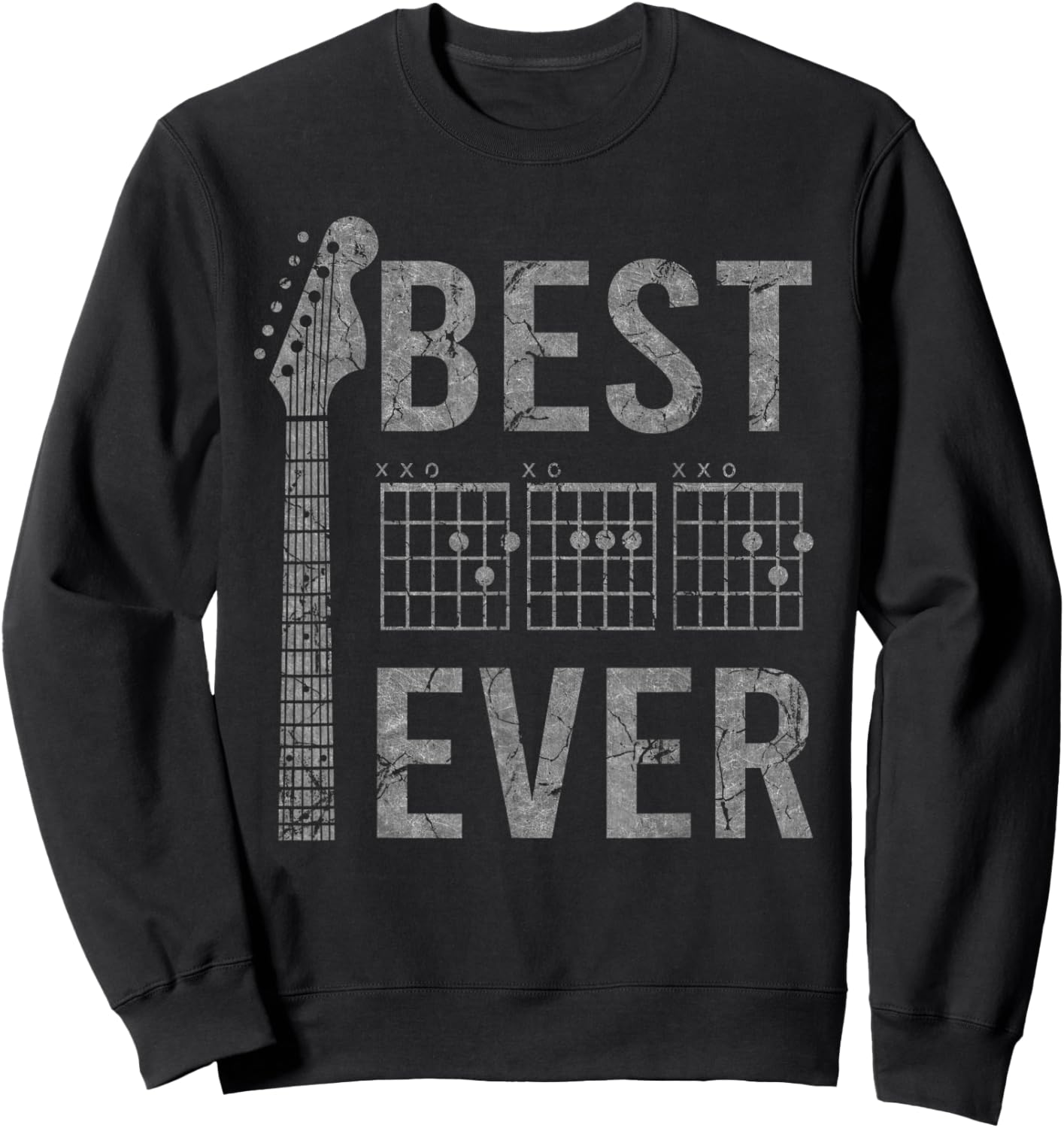 Best Dad Ever Chord Guitar Guitarist Father's Day Musician Sweatshirt - Sweatshirt | Black