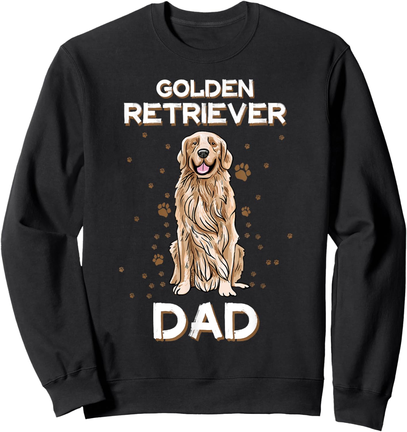 Golden Retriever Dad Dog Illustration Golden Retriever Owner Men Sweatshirt - Sweatshirt | Black