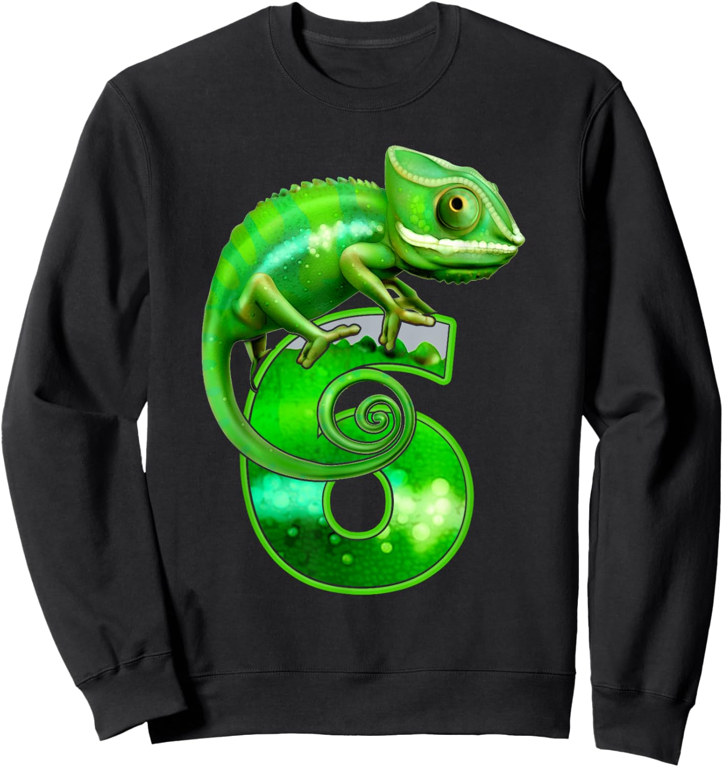 Kids 6 Years Old Lizard 6th Birthday Party Chameleon Sweatshirt - Sweatshirt | Black