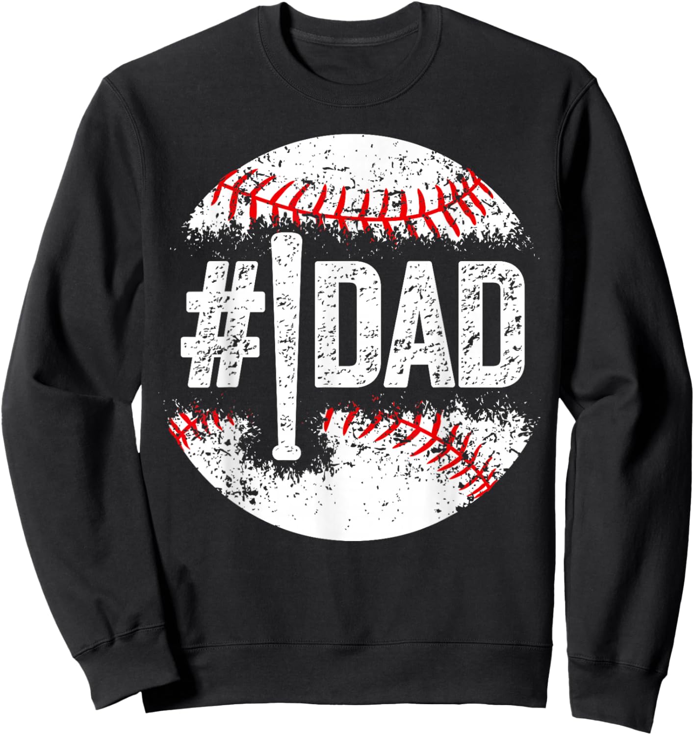 #1 Dad Baseball Number One Daddy Son Baseball Player Sweatshirt - Sweatshirt | Black