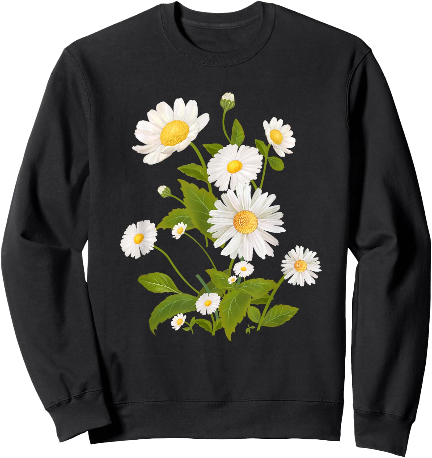 Daisy Print Shirt Marguerite Daisy Flower Sweatshirt - Sweatshirt | Black