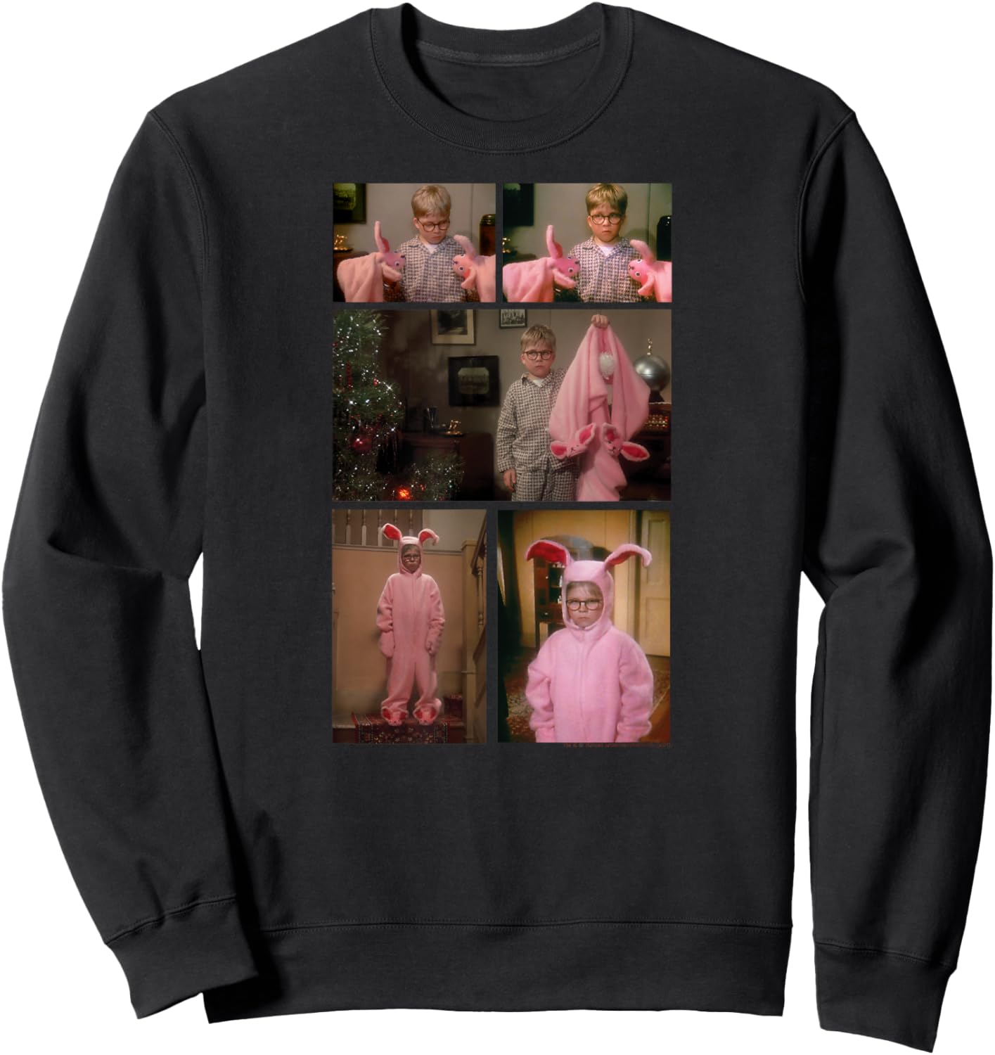 A Christmas Story Ralphie Bunny Suit Photo Collage Holiday Sweatshirt - Sweatshirt | Black