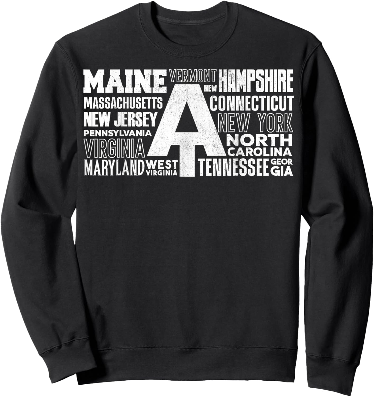 Appalachian Trail Symbol Word Cloud With US Staates Sweatshirt - Sweatshirt | Black