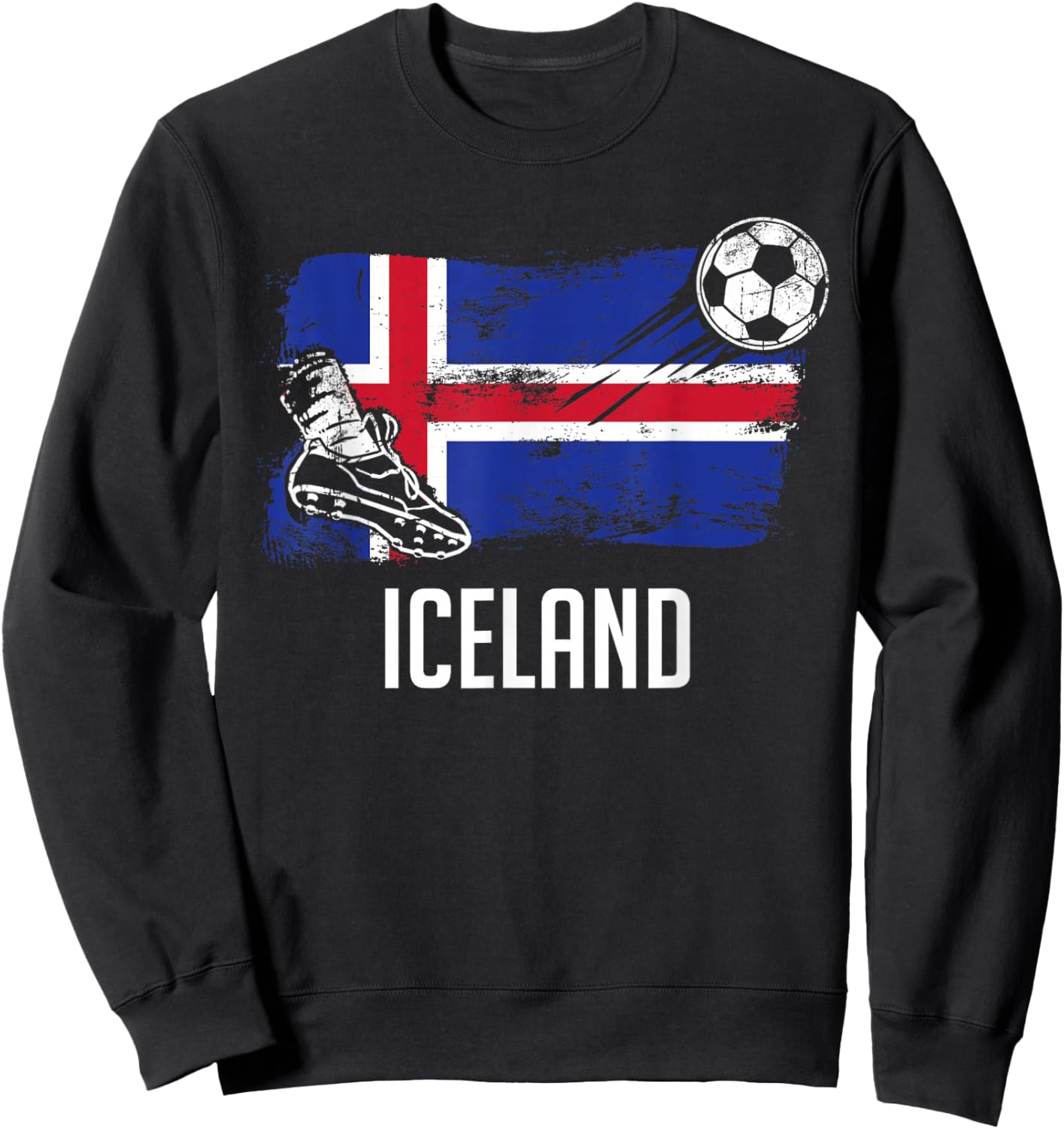 Iceland Flag Jersey Icelandic Soccer Team Icelandic Sweatshirt - Sweatshirt | Black