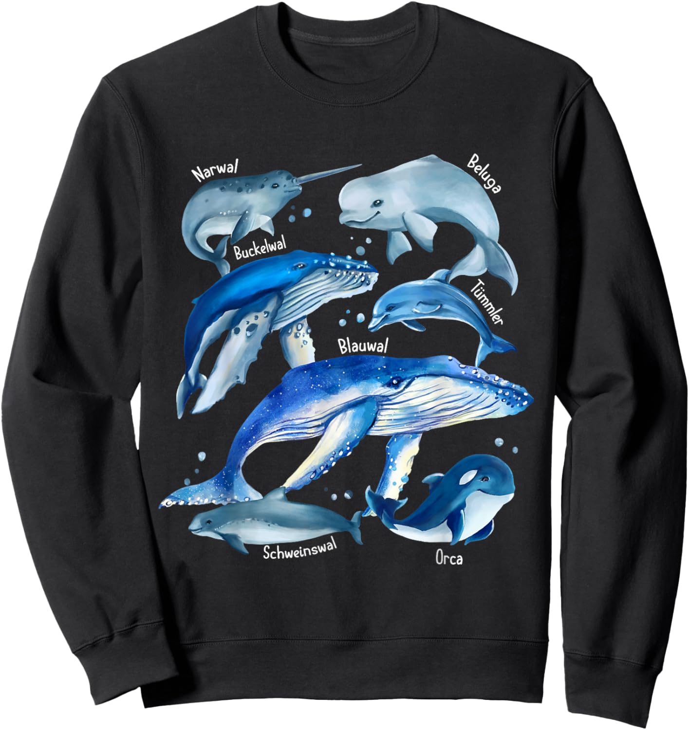 Types Of Whales - Whale Breeds - Whale Species Biology Guide Sweatshirt - Sweatshirt | Black