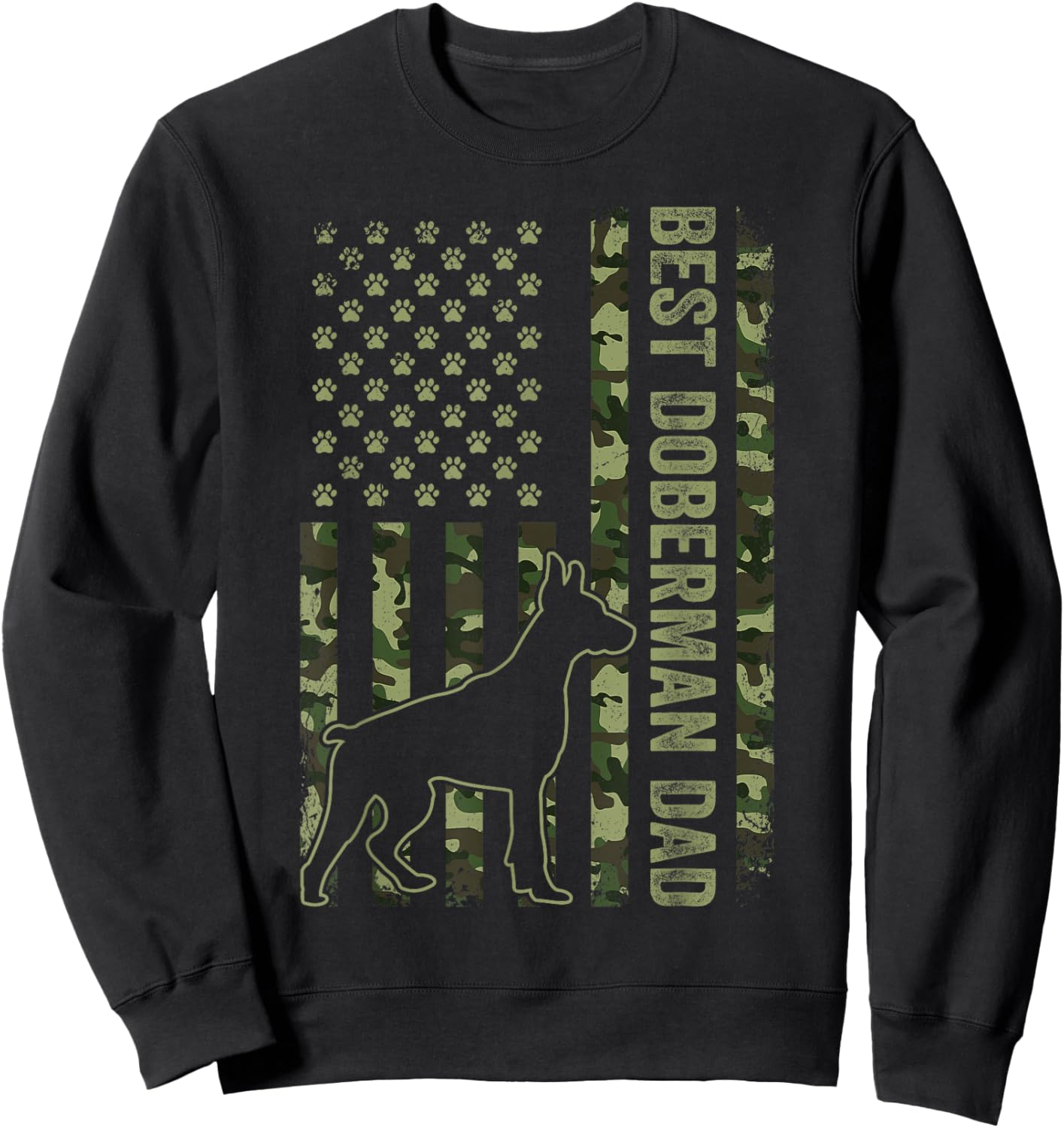 American Flag Best Doberman Dad Ever Dog Dad Sweatshirt - Sweatshirt | Black