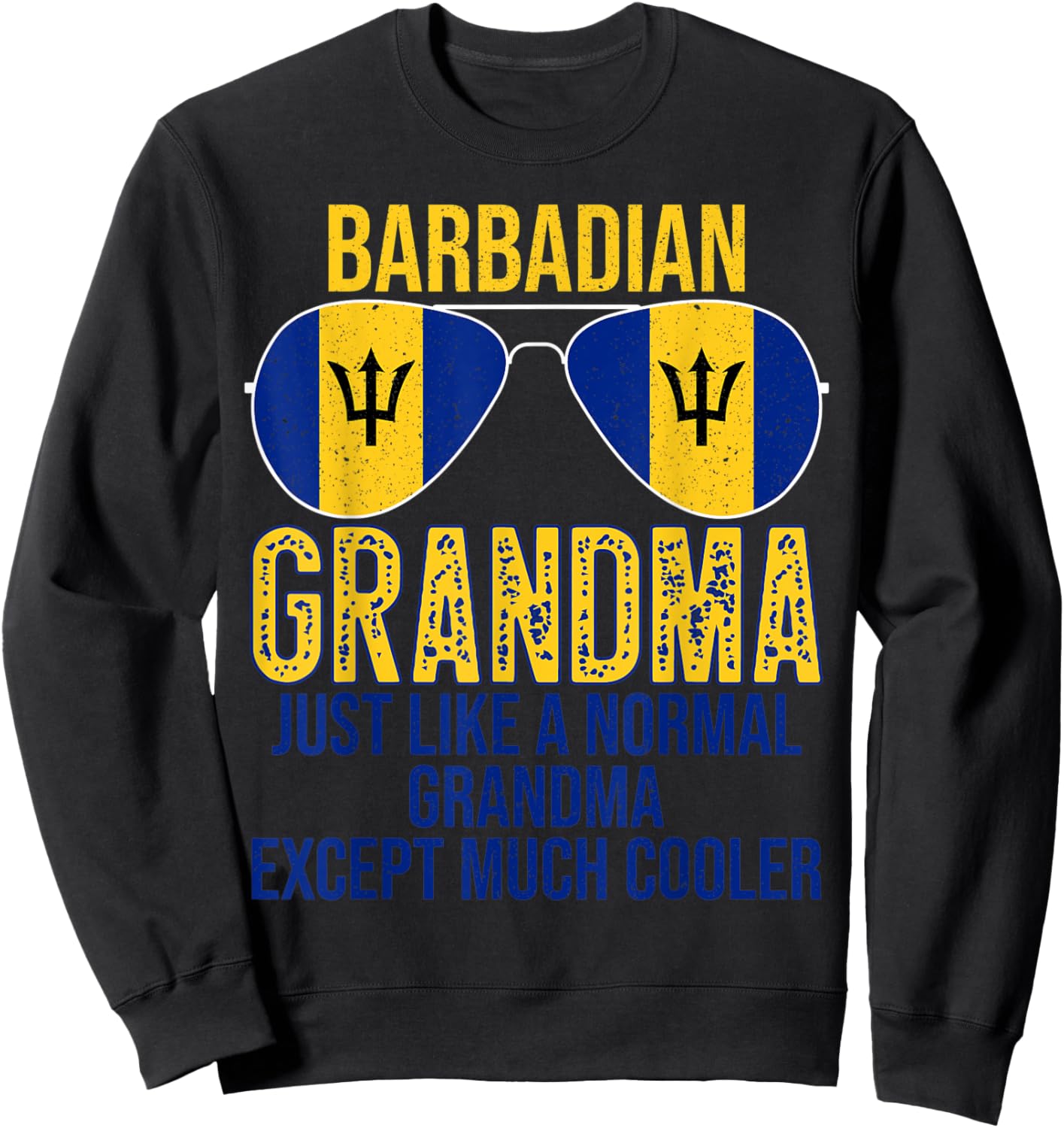 Barbadian Grandma Barbados Flag Sunglasses Mother's Day Sweatshirt - Sweatshirt | Black