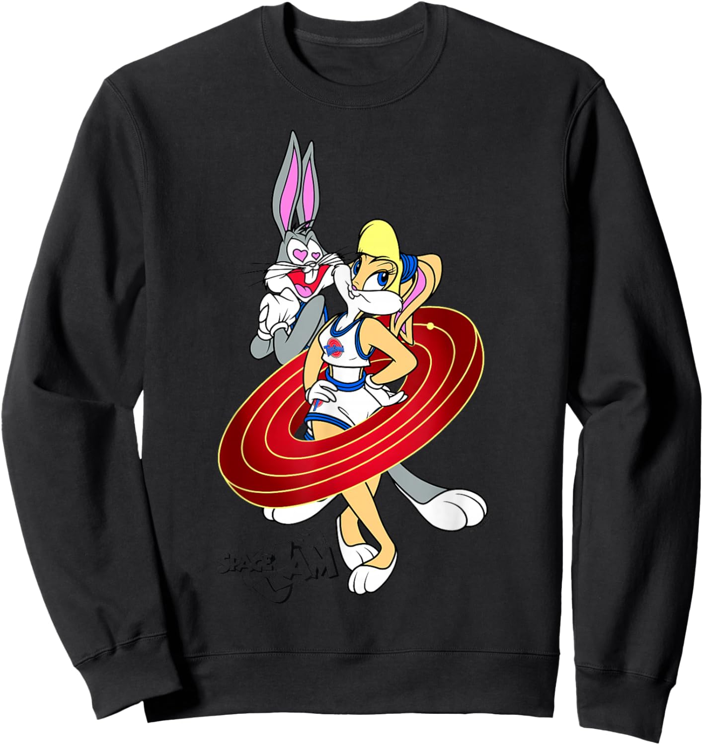 Space Jam Classic Bugs and Lola Bunny Heart Eyes Logo Sweatshirt - Sweatshirt | Black