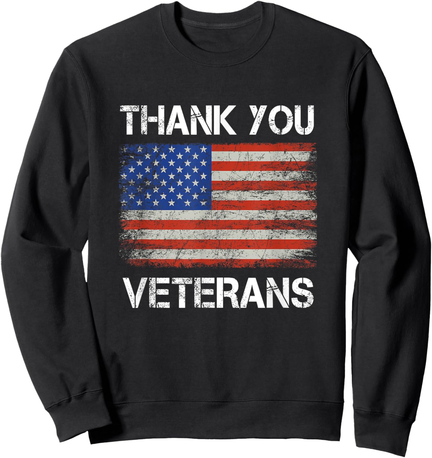Thank You veterans American Flag - Patriotic Kids Men Women Sweatshirt - Sweatshirt | Black