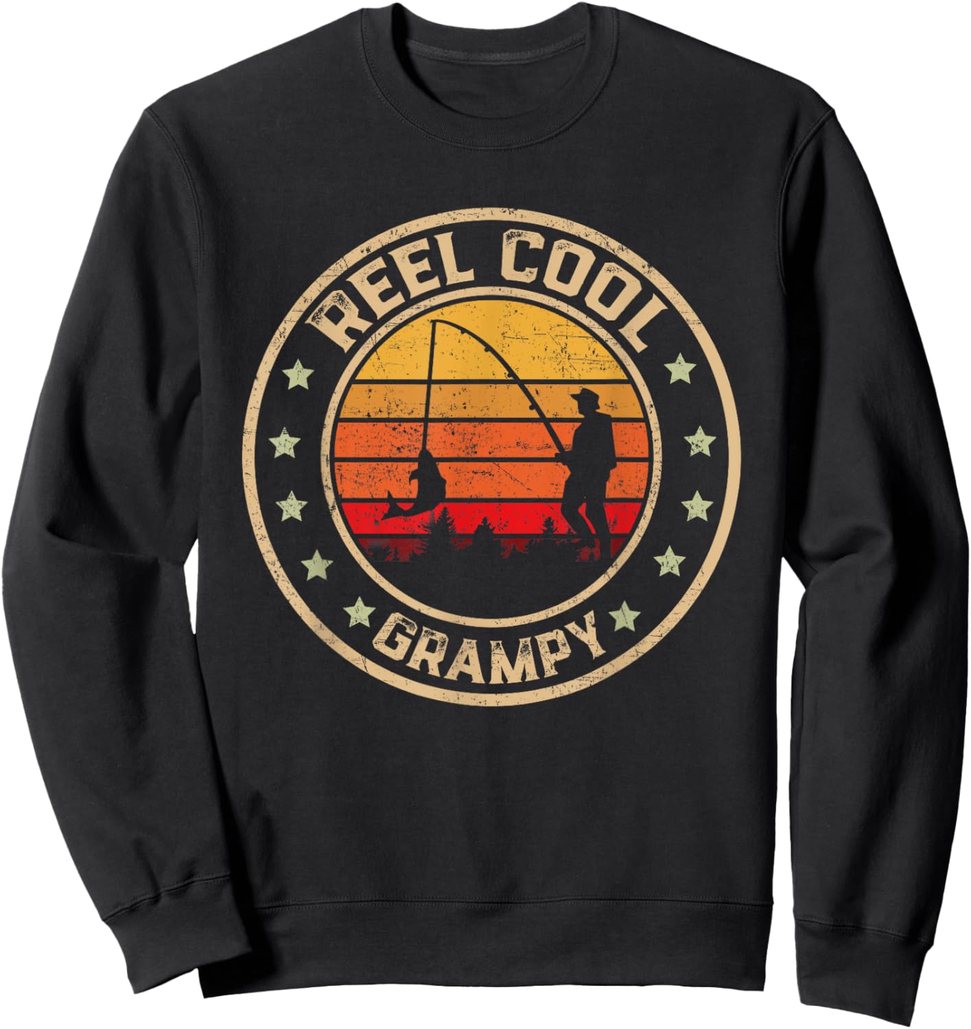 Vintage Reel Cool Grampy Fish Fishing Funny Fathers Day Sweatshirt - Sweatshirt | Black