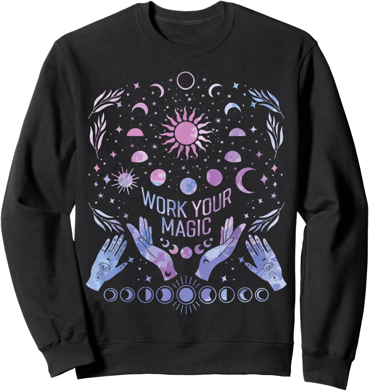 Witchcraft Celestial Sun Moon Witchy Wiccan Magick Magic Sweatshirt - Sweatshirt | Black