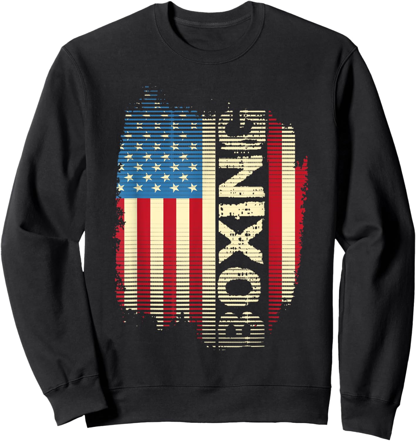 Patriotic USA Flag Boxing Kickboxing Kickboxer Gym Boxer Sweatshirt - Sweatshirt | Black