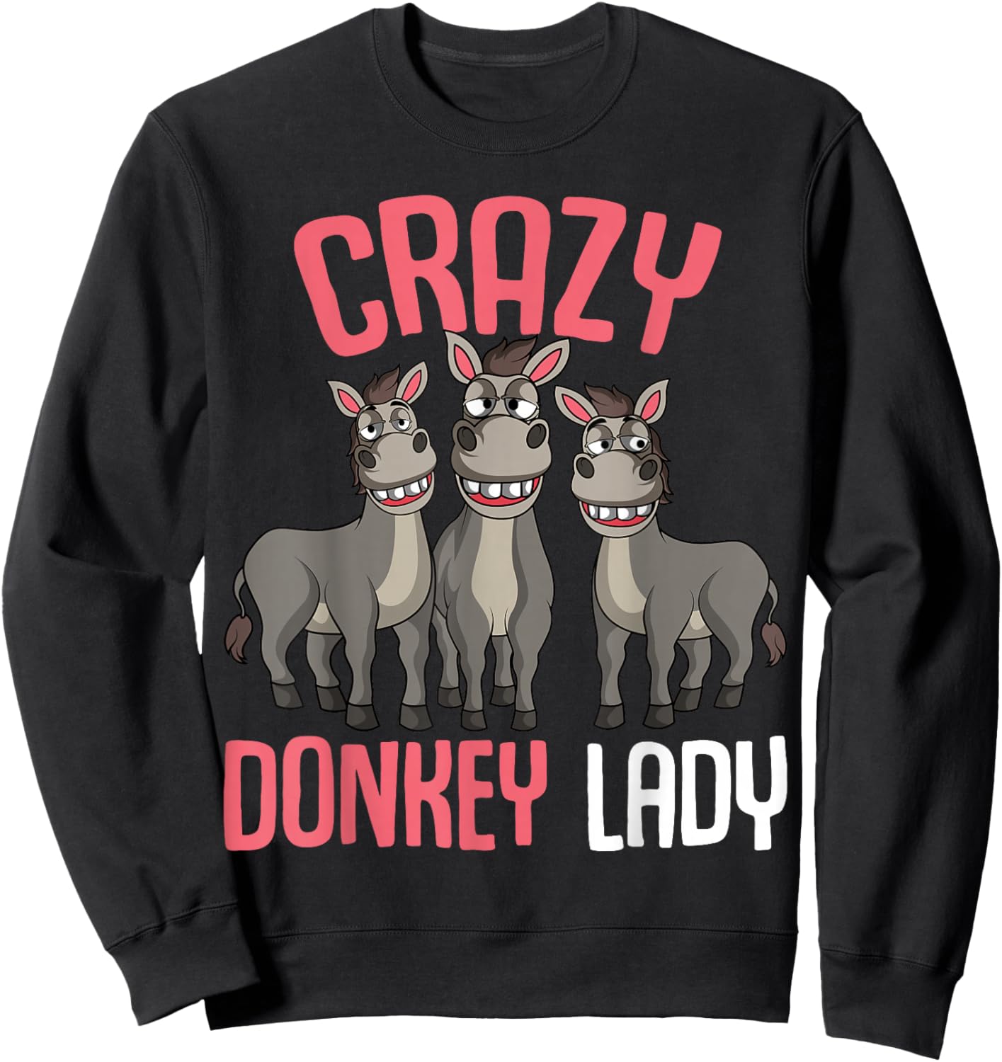 Crazy Donkey Lady Donkey Lover Women Sweatshirt - Sweatshirt | Black