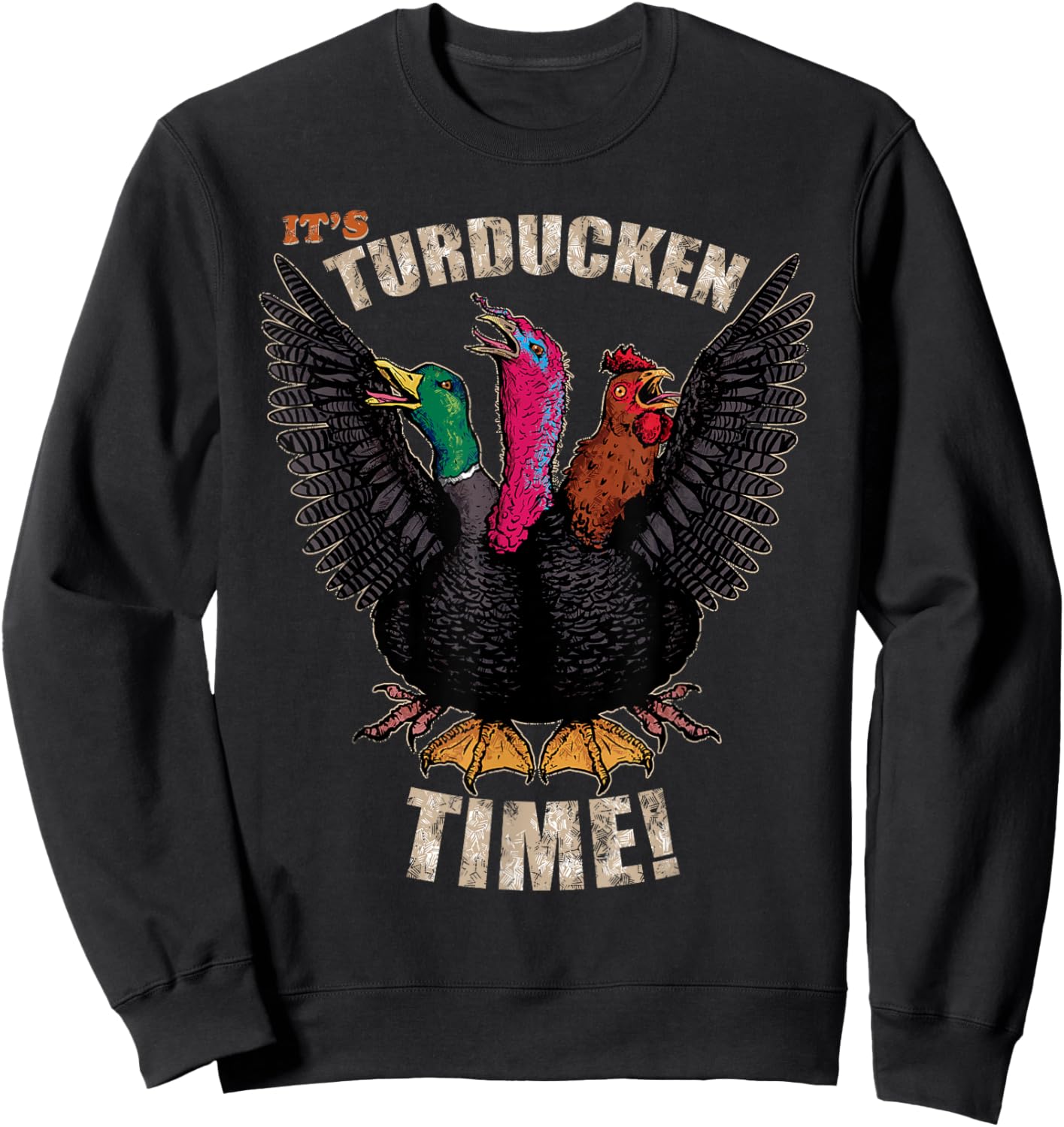 Thanksgiving Day Turkey Turducken Kaiju Monster Ugly Sweater Sweatshirt - Sweatshirt | Black