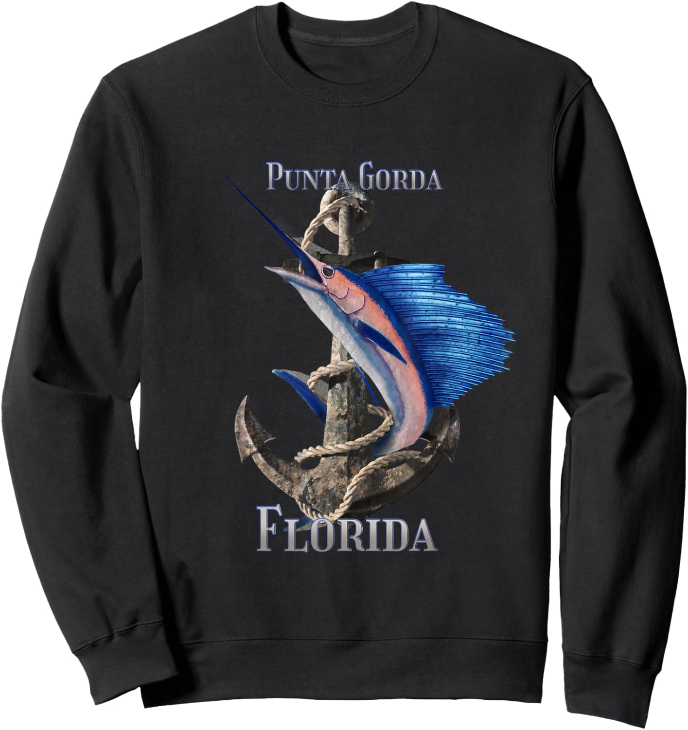 Punta Gorda Florida Swordfish Marlin Ocean Fishing Sweatshirt - Sweatshirt | Black
