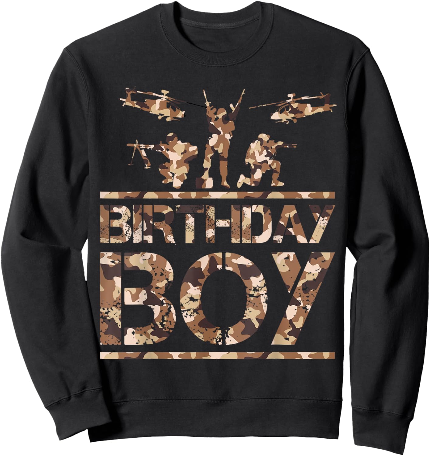 Birthday Boy Army Birthday Party Decoration Military Camo Sweatshirt - Sweatshirt | Black