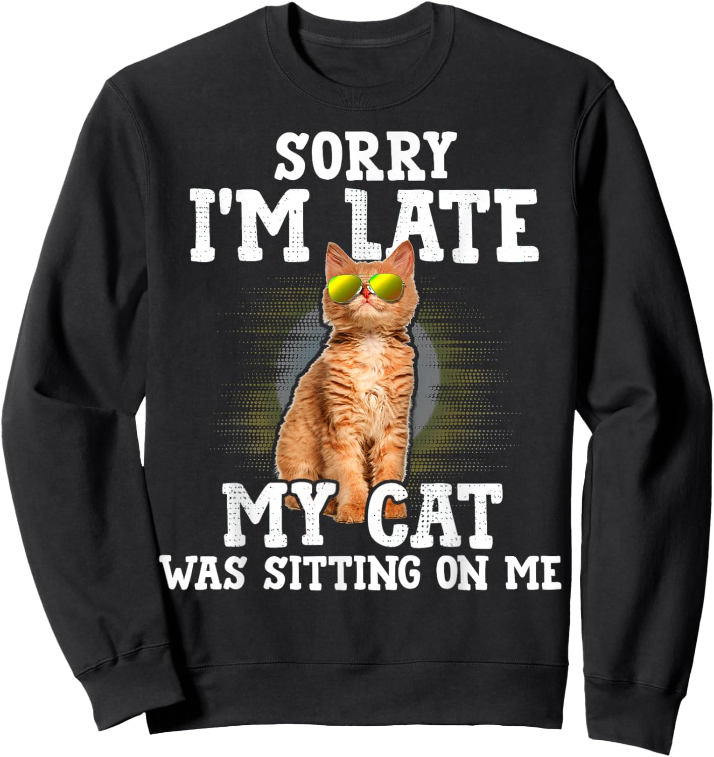 Sorry I'm Late My Cat Was Sitting On Me Orange Tabby Cats Sweatshirt - Sweatshirt | Black