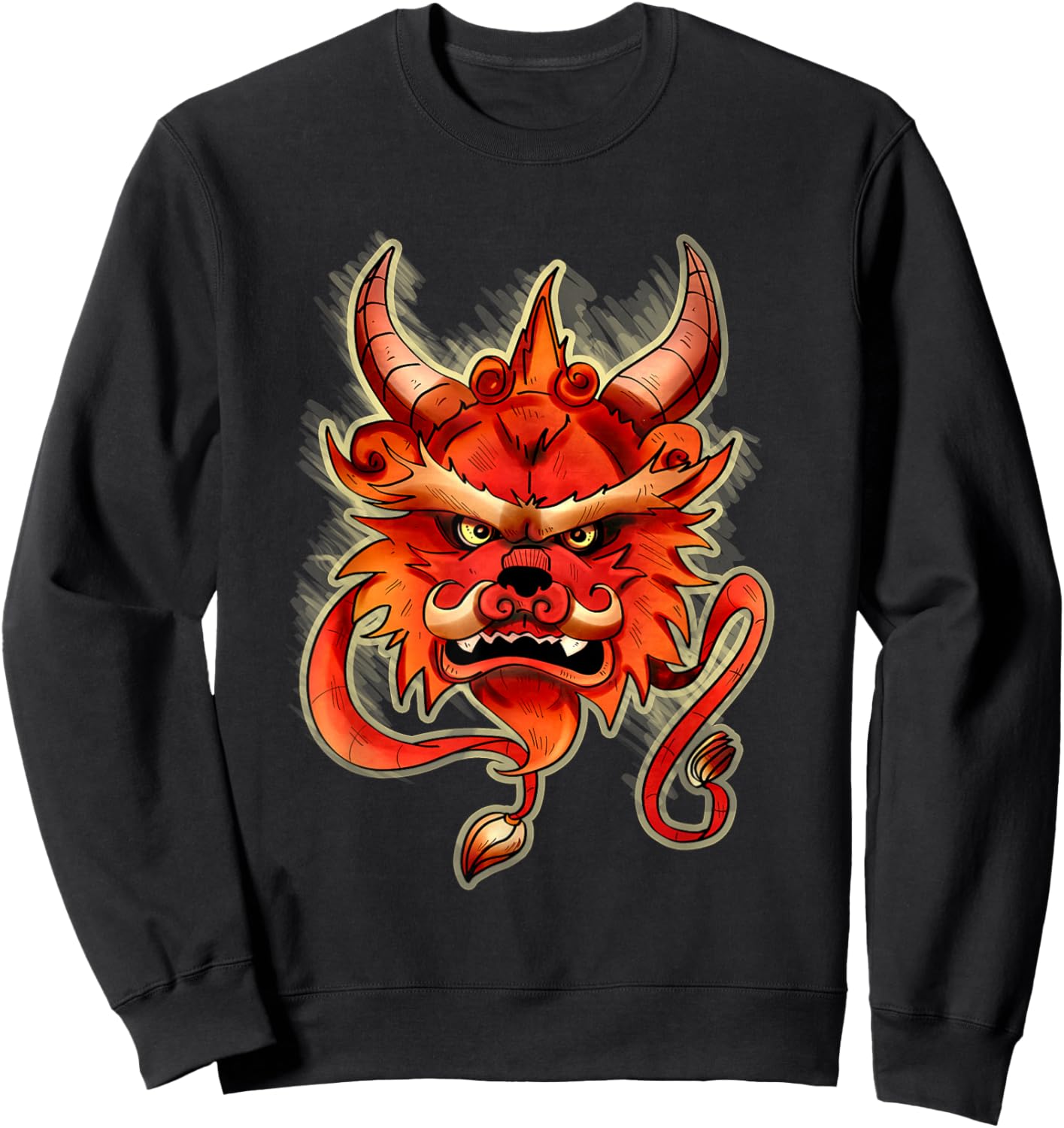 Aesthetic Fierce Gothic Dragon Face Mythical Grunge Monster Sweatshirt - Sweatshirt | Black