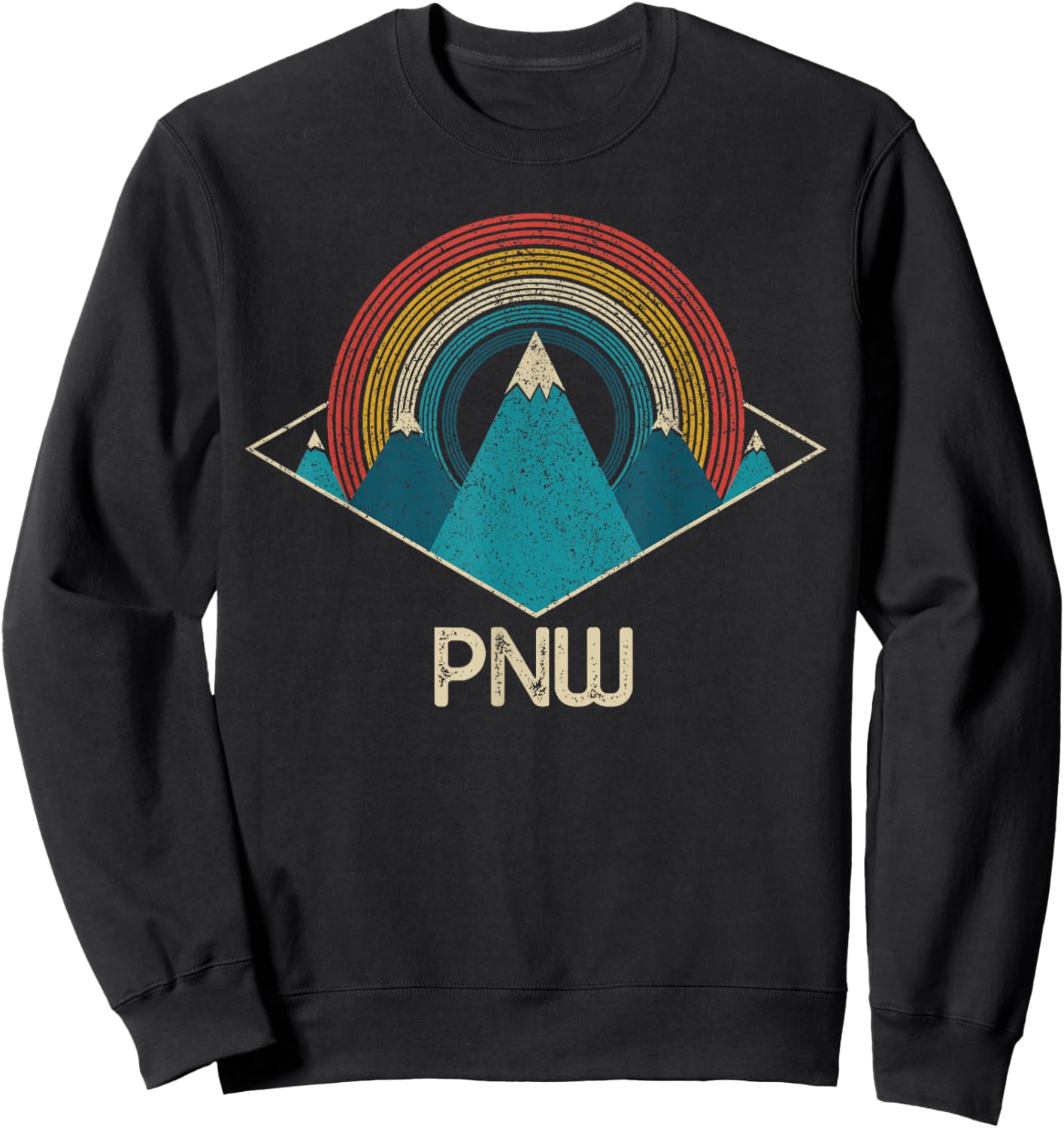 PNW Pacific Northwest Mountains Hiking Camping Vintage Sweatshirt - Sweatshirt | Black