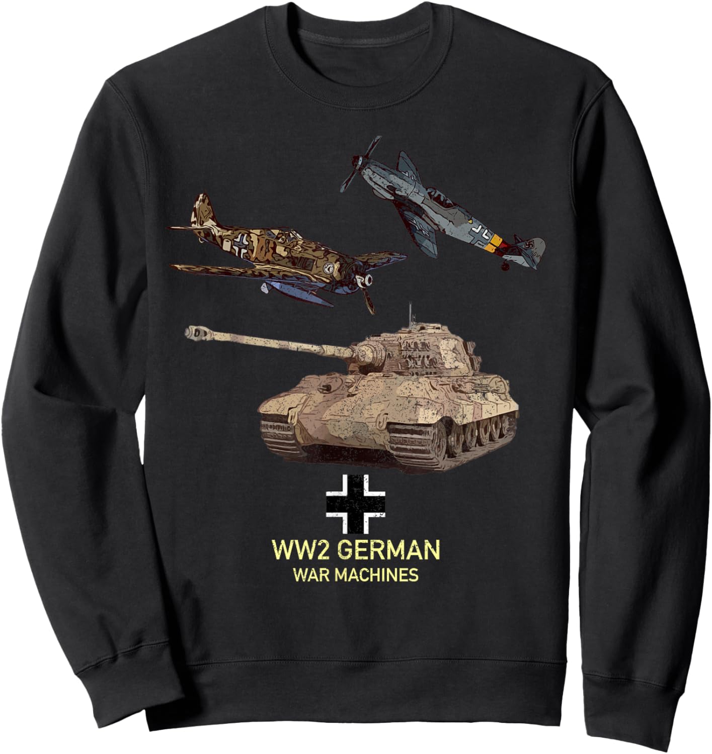 WW2 German Warbirds Tanks Panzer Sweatshirt - Sweatshirt | Black