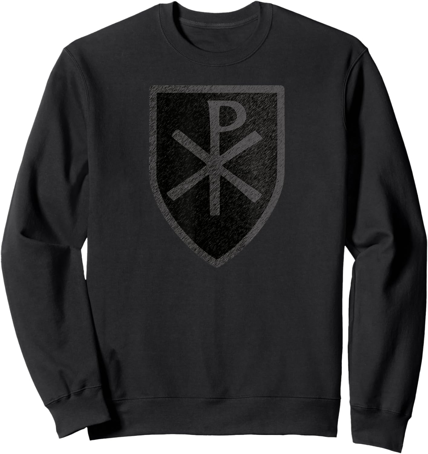 Chi Rho Christian Jesus Christ Symbol Shield Crest Sweatshirt - Sweatshirt | Black