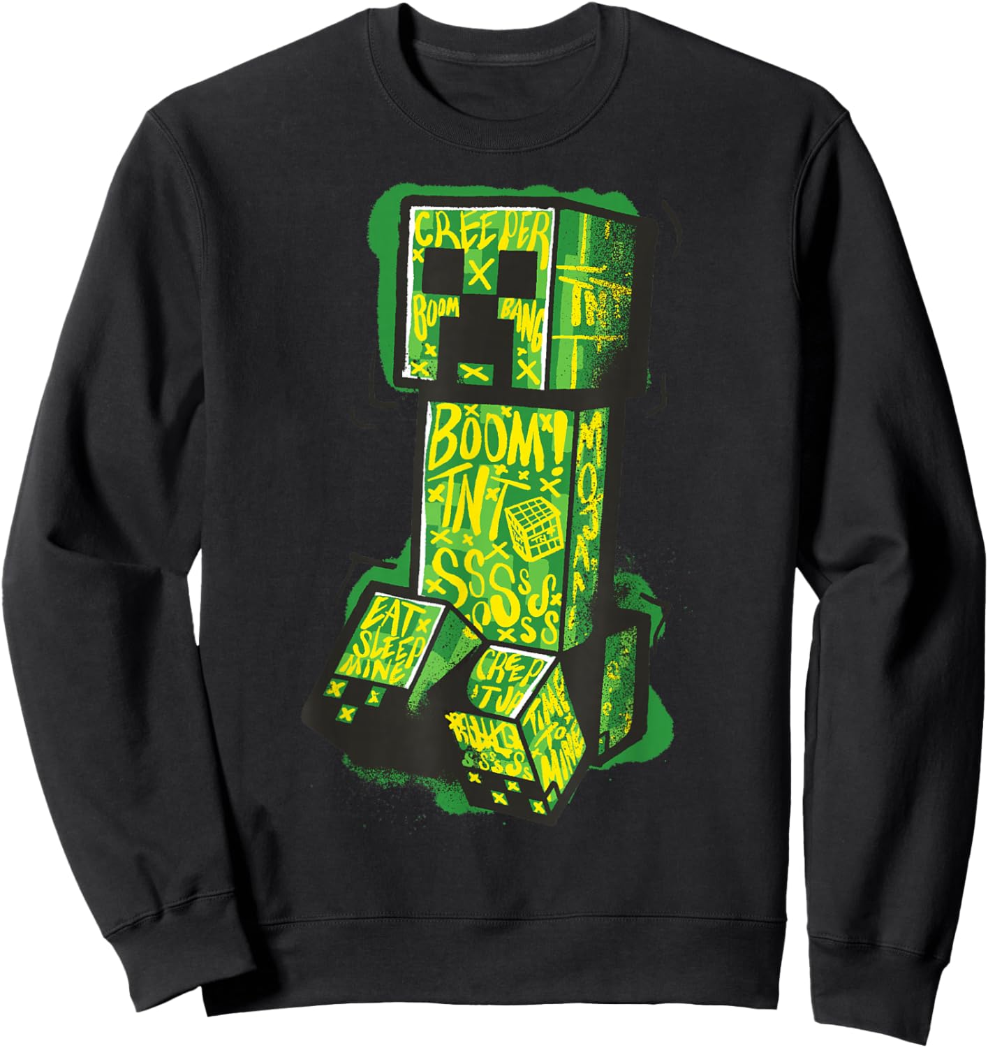 Minecraft Creeper Street Graffiti Fill Sweatshirt - Sweatshirt | Black