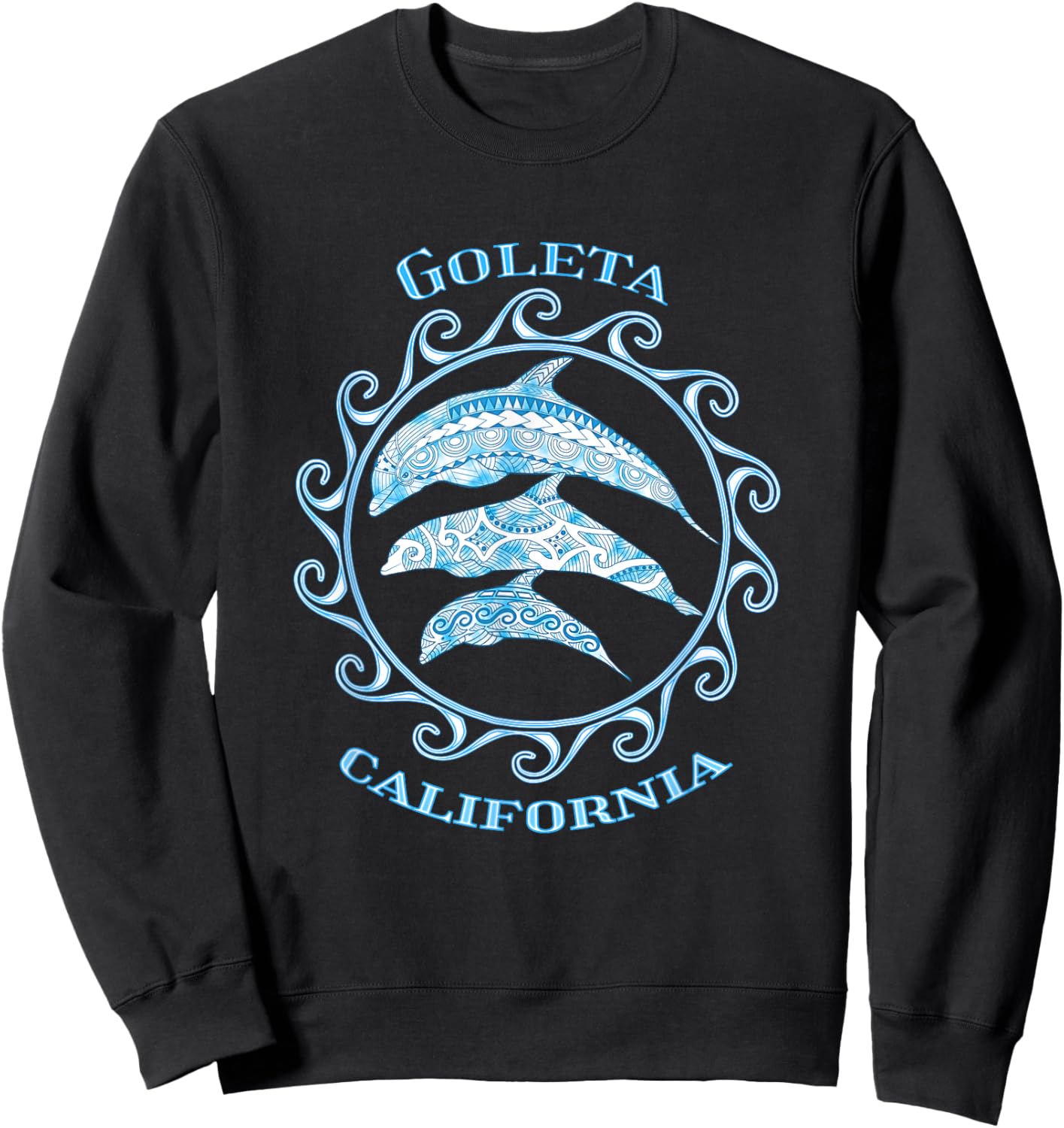 Goleta California Tribal Dolphins Ocean Animals Sweatshirt - Sweatshirt | Black