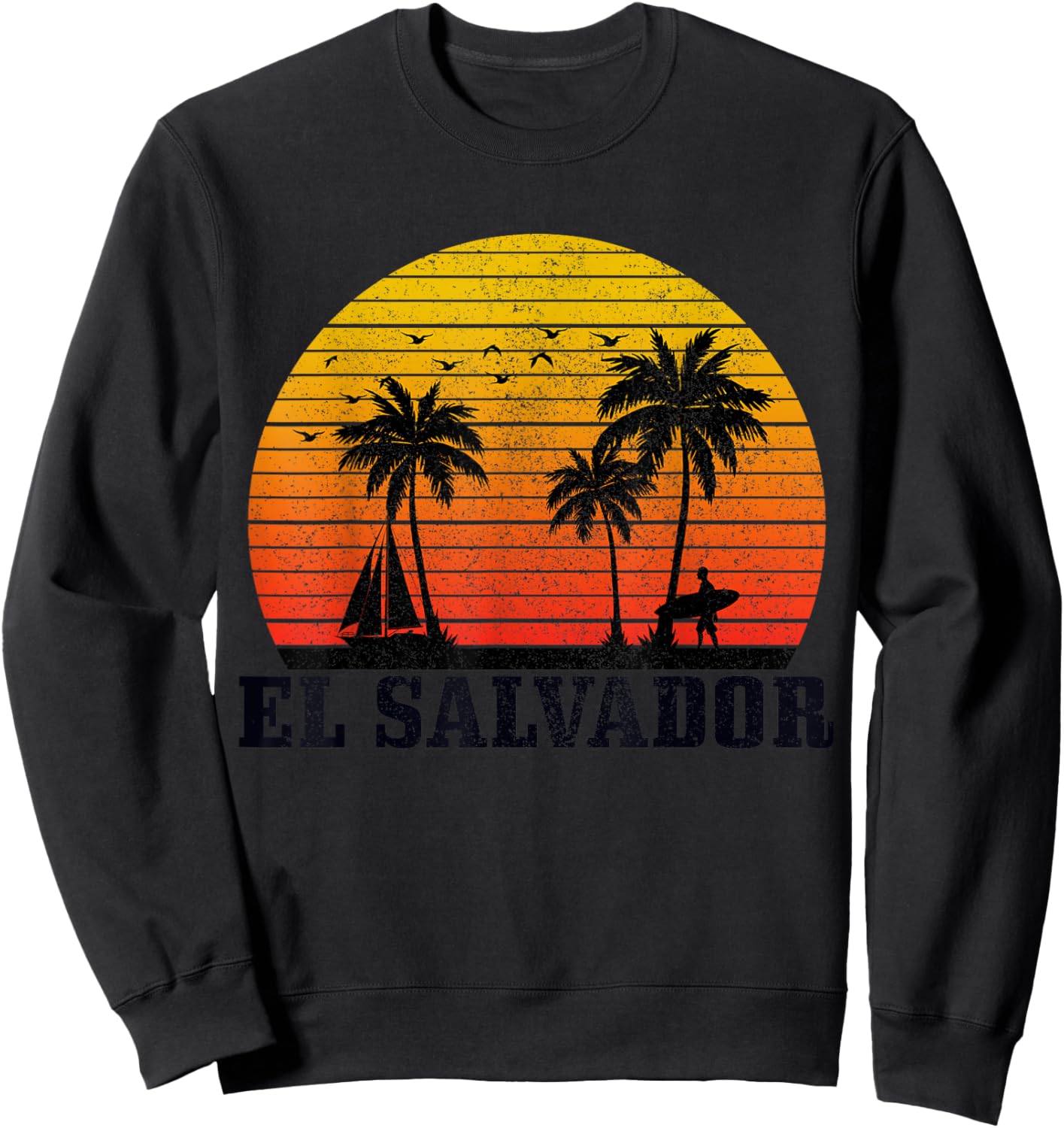 El Salvador Surfer Vintage Caribbean Souvenir Sweatshirt - Sweatshirt | Black