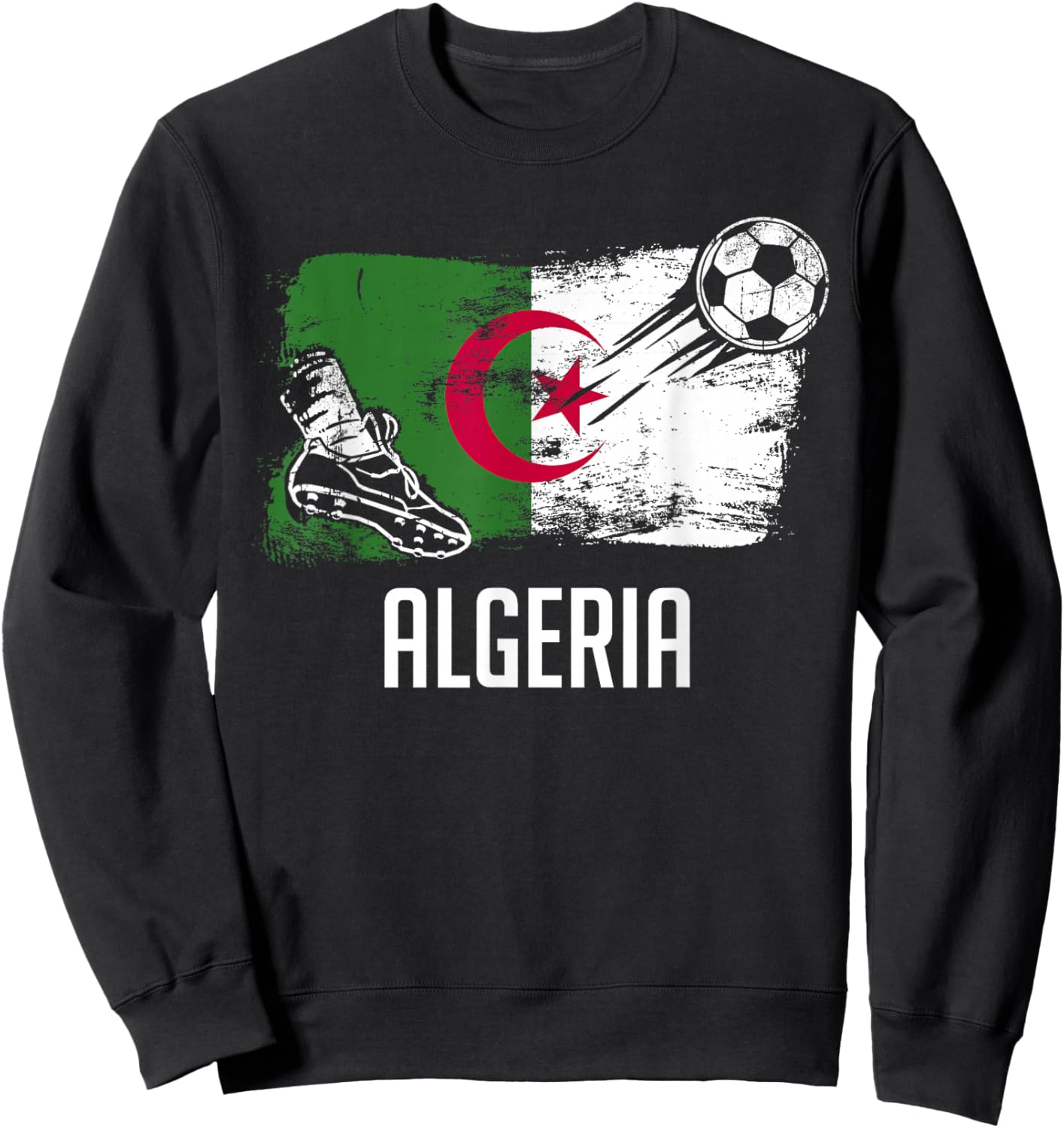 Algeria Flag Jersey Algerian Soccer Team Algerian Sweatshirt - Sweatshirt | Black